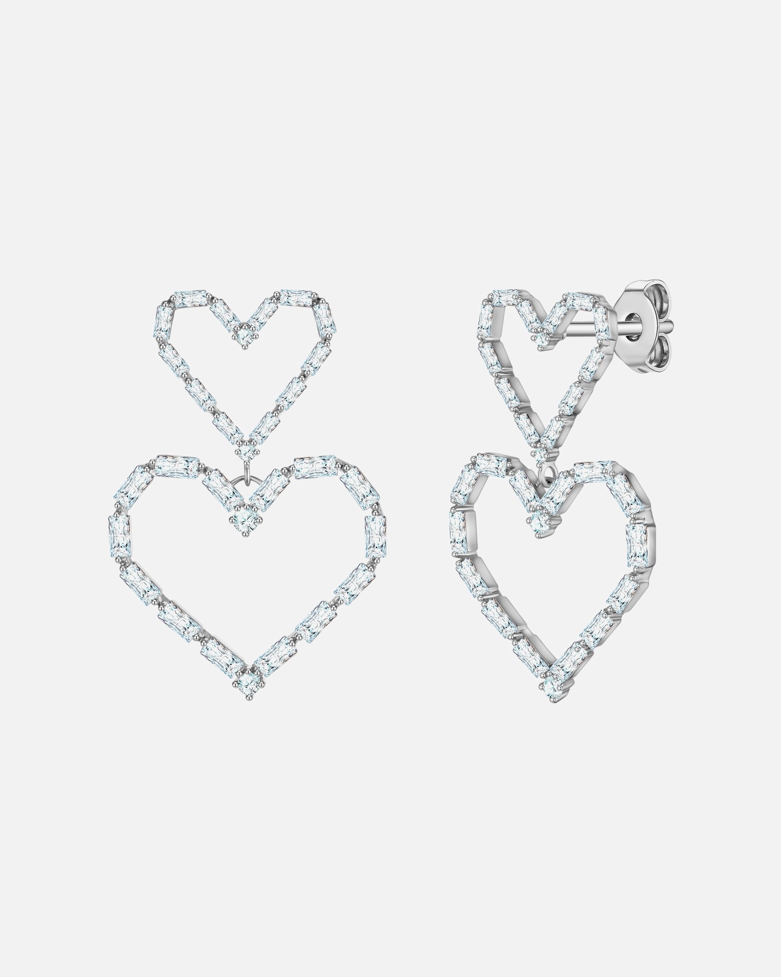 Boucle d'oreilles for FemmeBoucles d'oreilles pendantes cœur en laiton argenté avec zirconium39,1 mm