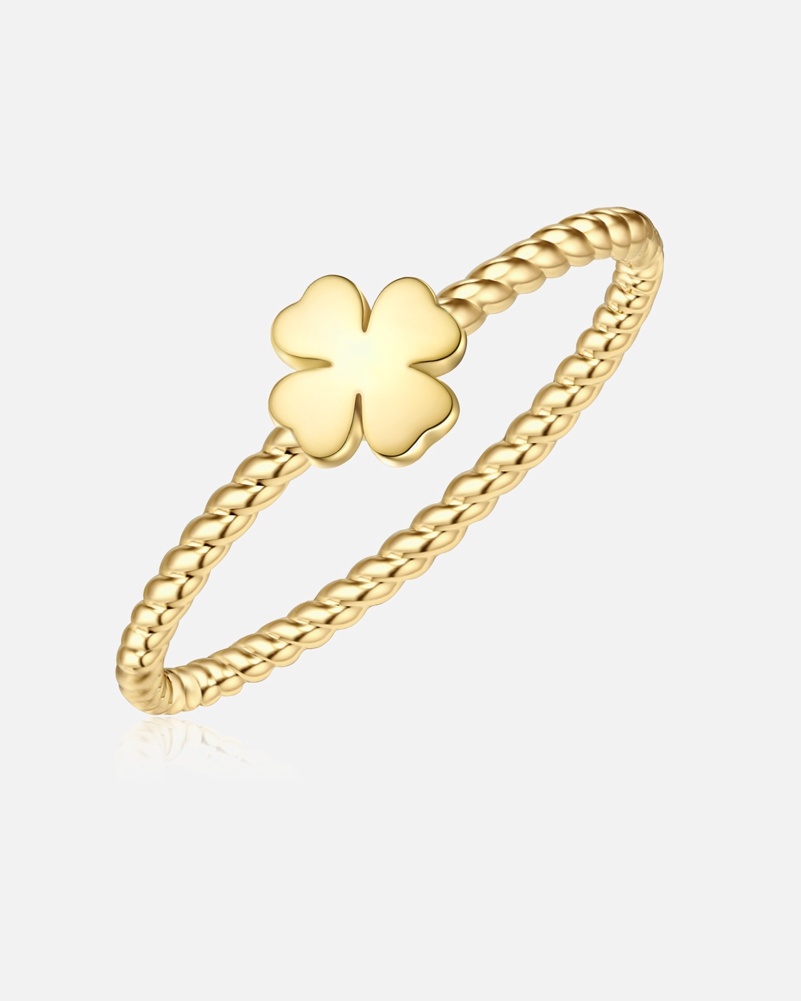 Ring für Weiblich Glanzstücke München Ring Kleeblatt aus Sterling Silber in Gelbgold 60