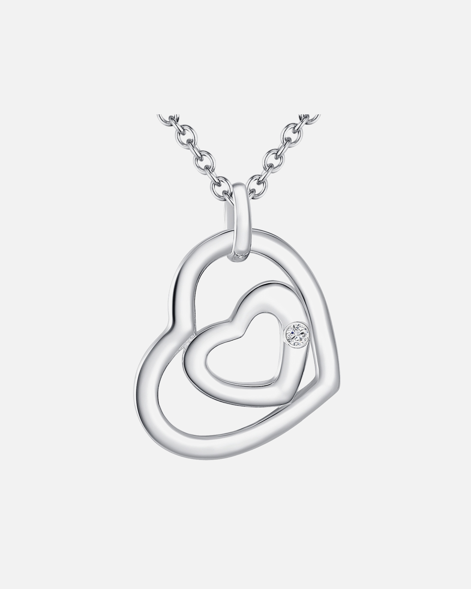 Collier for FemmeLulu & JaneChaîne Coeur Argent sterling Diamant en Argent45 cm + 5 cm