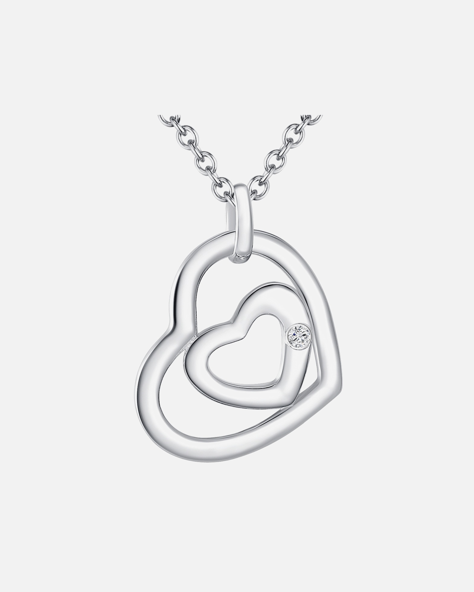 Collier for FemmeLulu & JaneChaîne Coeur Argent sterling Diamant en Argent45 cm + 5 cm