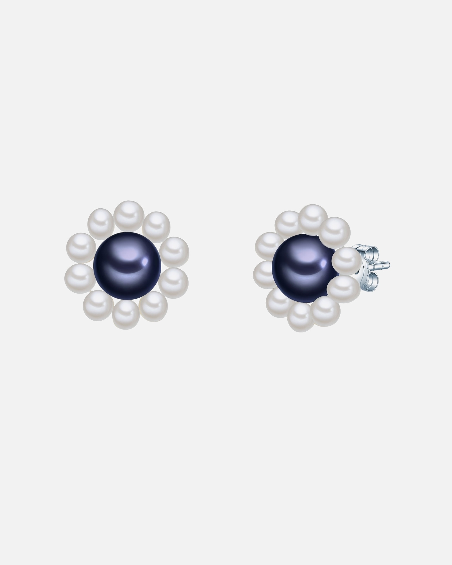 Boucle d'oreilles for FemmeValero PearlsPuce d'oreille en perle Fleur Perle de culture d'eau douce Perle de culture d'eau douce en Bleu12,3 mm