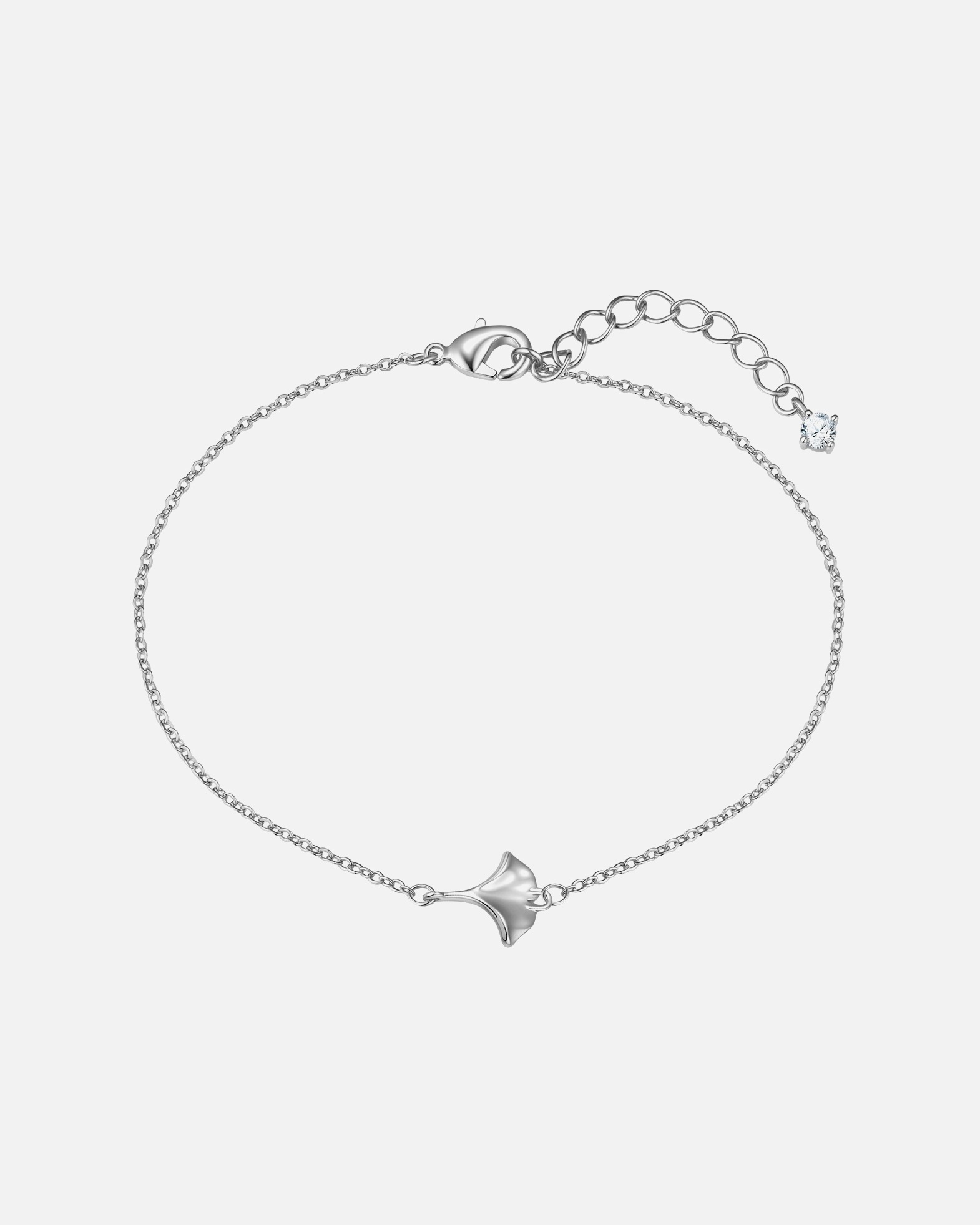 Bracelet for FemmeBracelet Ginkgoblatt en laiton en argent avec zirconium17,0 cm Basislänge + 3,0 cm Verlängerung