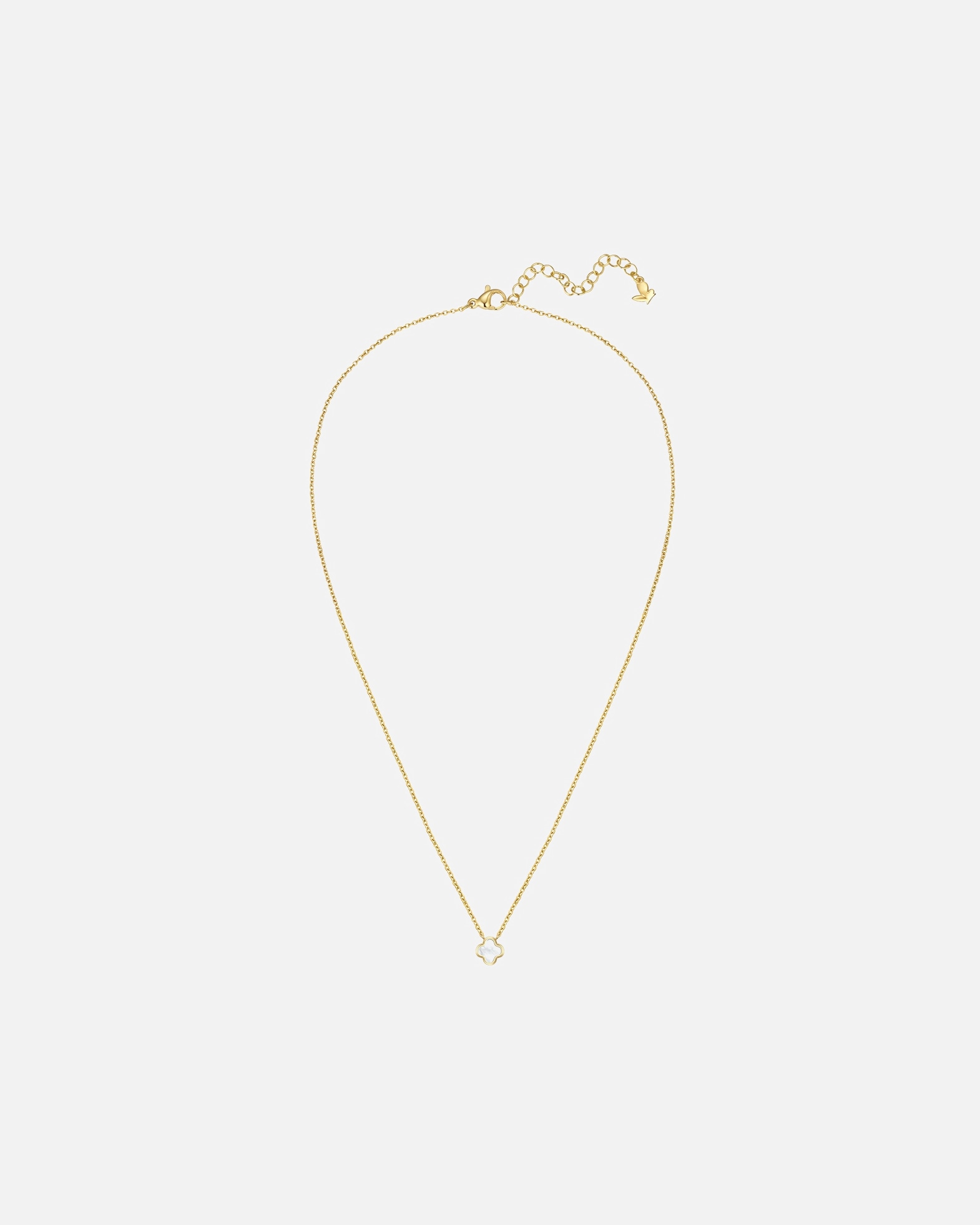 Halskette für Weiblich Glanzstücke München Halskette Kleeblatt aus Edelstahl in gelbgold mit Perlmutt 40,0 cm Basislänge + 5,0 cm Verlängerung