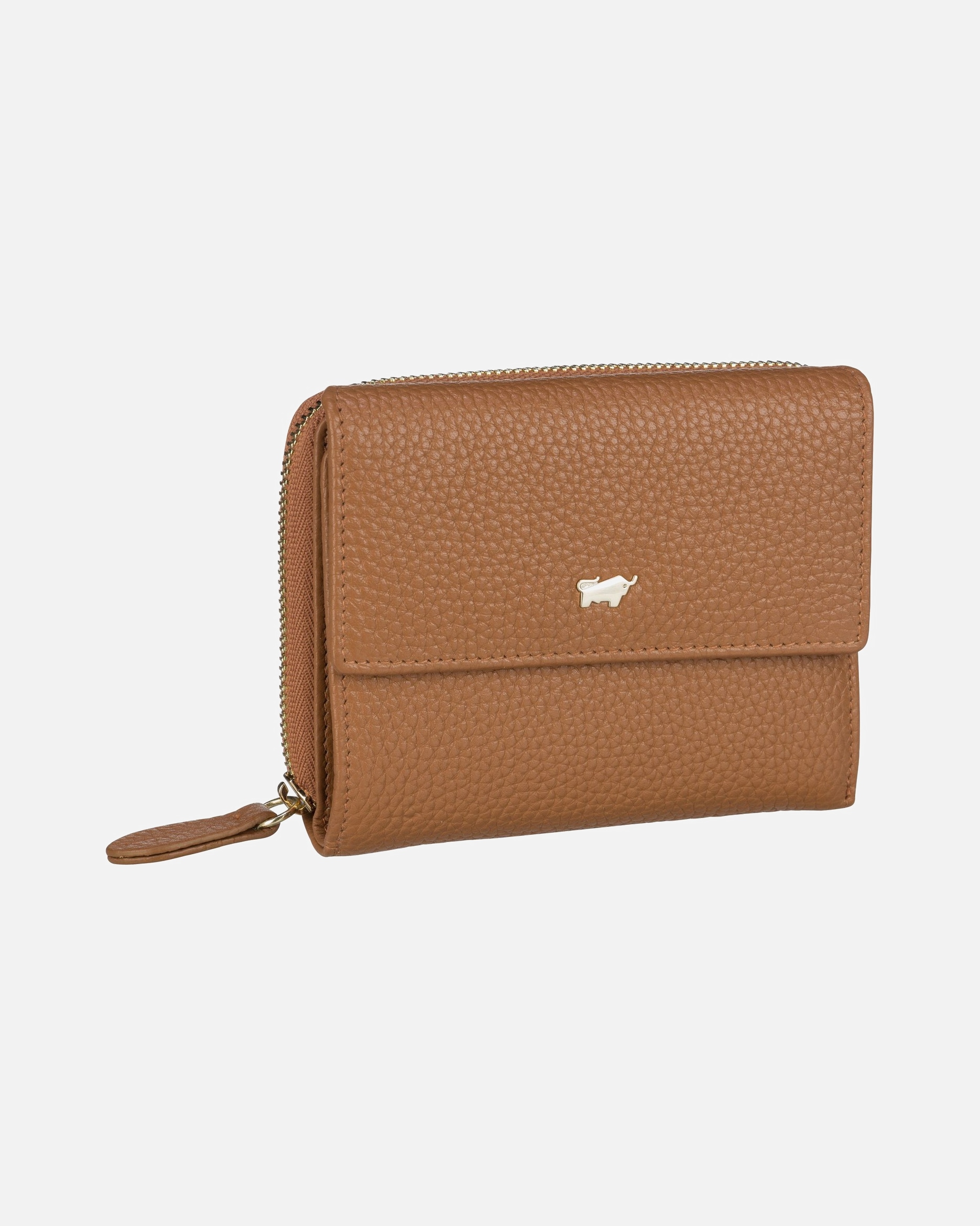 Portemonnaie für Weiblich Braun Büffel Asti Geldbörse RFID Leder 12 cm cognac