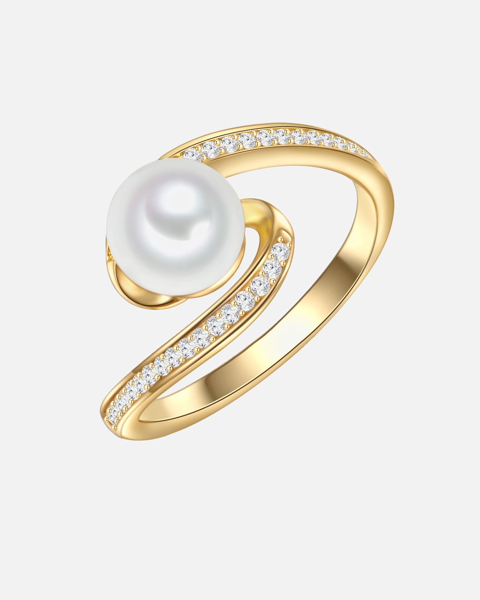 Bague for FemmeValero PearlsBague Argent sterling Oxyde de zirconium (CZ) Perle de culture d'eau douce en Or jaune50