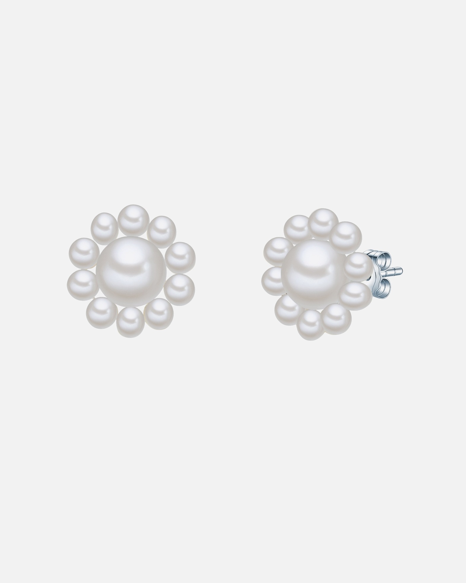 Boucle d'oreilles for FemmePuce d'oreille en perle Fleur Perle de culture d'eau douce Perle de culture d'eau douce en Blanc12,5 mm