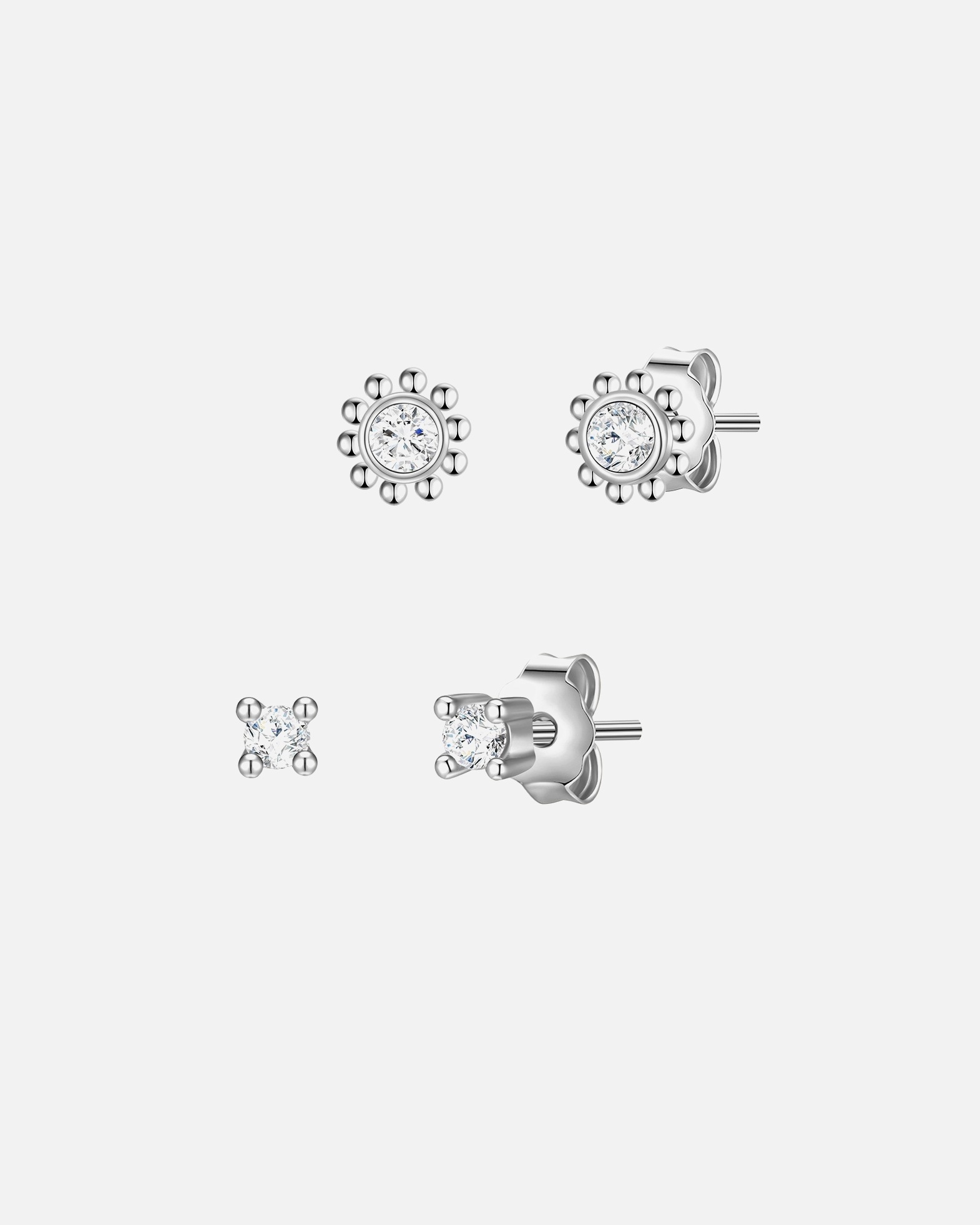 Boucle d'oreilles for FemmePuces d'oreilles en argent Fleur Argent sterling Oxyde de zirconium (CZ) en Argent2,5/4,3 mm