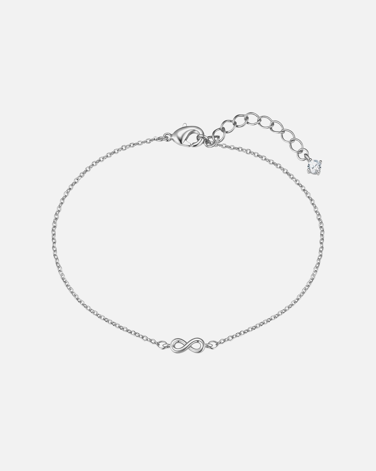 Bracelet for FemmeBracelet Infinity en laiton en argent avec zirconium17,0 cm Basislänge + 3,0 cm Verlängerung