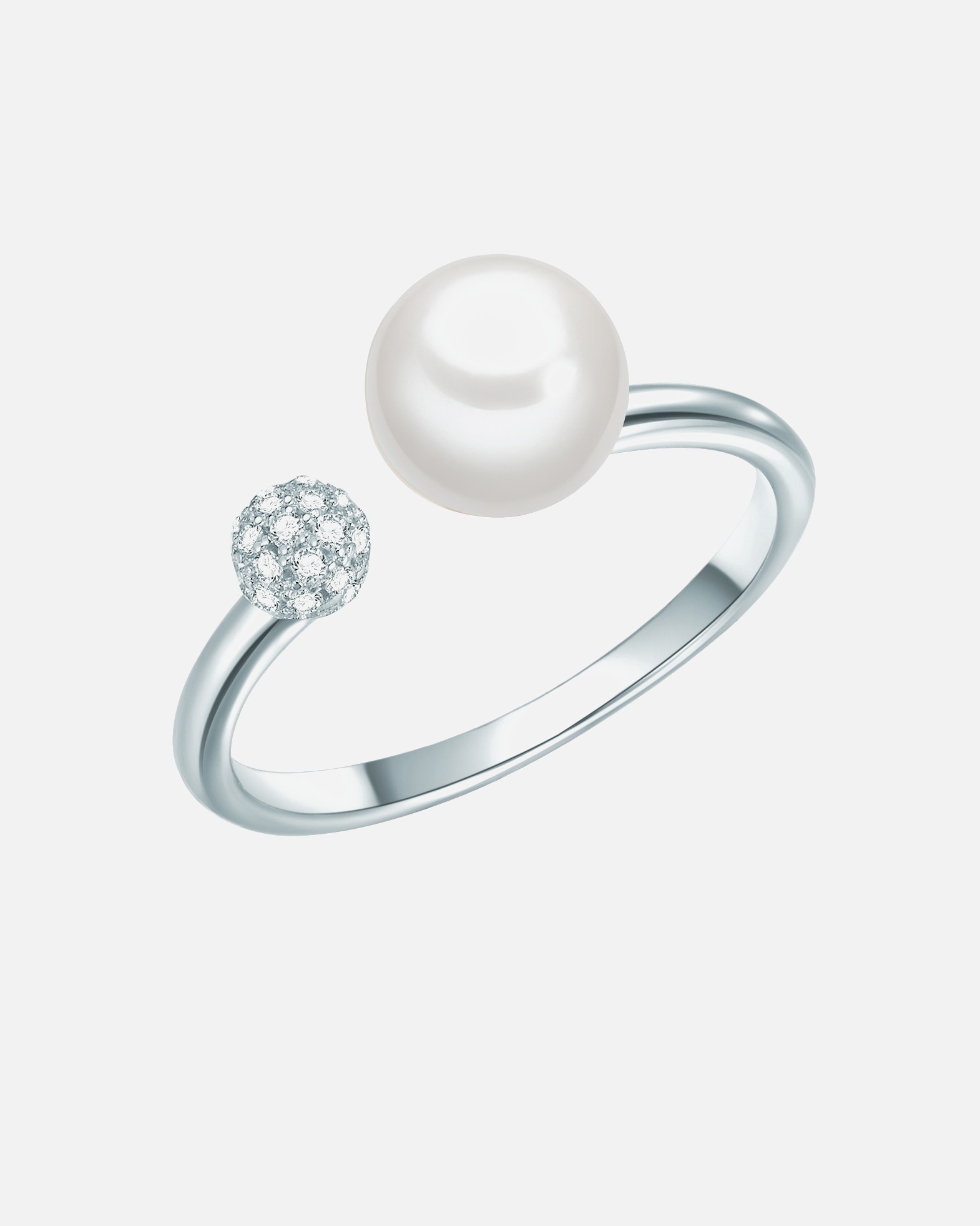 Bague for FemmeBague Argent sterling Oxyde de zirconium (CZ) Perle de culture d'eau douce en Argent54