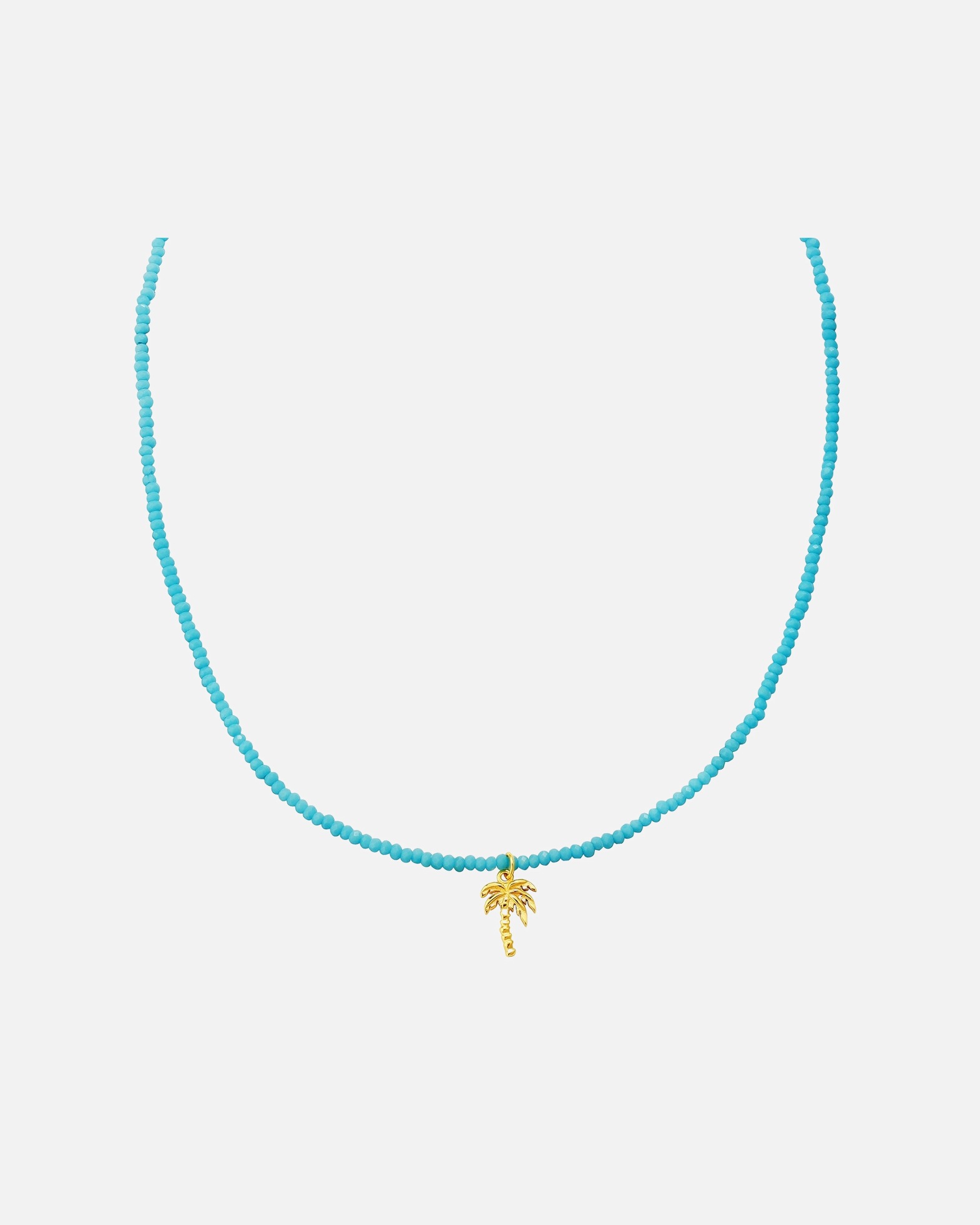 Halskette für Weiblich Halskette Palme aus Sterling Silber in gelbgold mit Glas 17,0 cm Basislänge + 3,0 cm Verlängerung