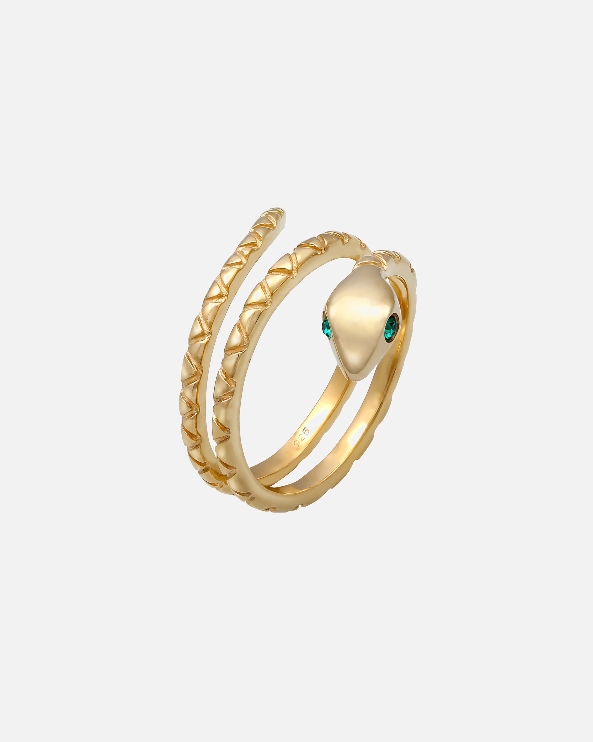 Ring für Weiblich Elli Wickelring Schlange mit Kristallen von Swarovski® 925 Silber vergoldet 56
