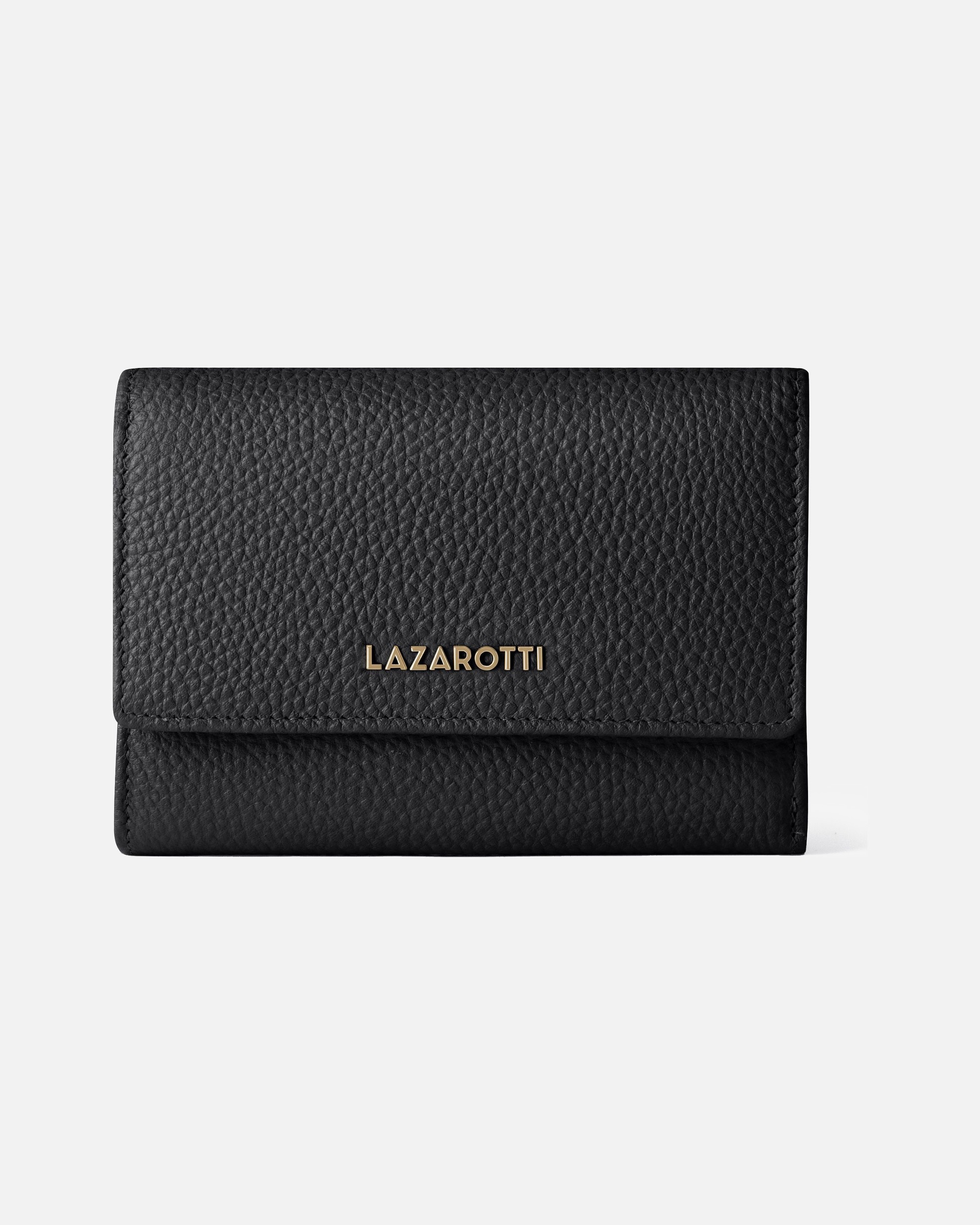 Portemonnaie für Weiblich Lazarotti Bologna Leather Geldbörse Leder 14 cm black