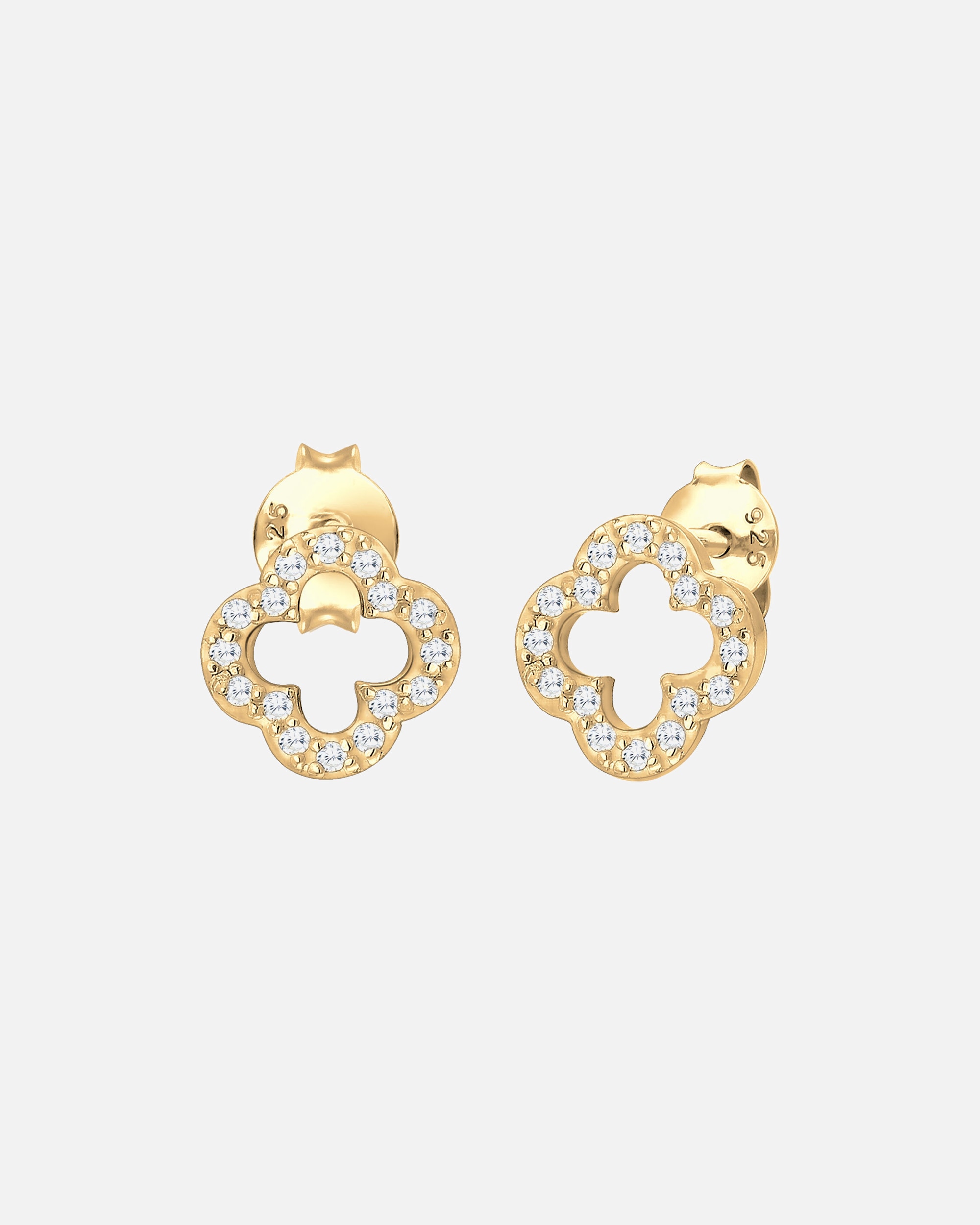 Boucle d'oreilles for FemmeElliFemmes Clous d'oreilles trèfle porte-bonheur avec zircon en argent sterling 925goldfarben