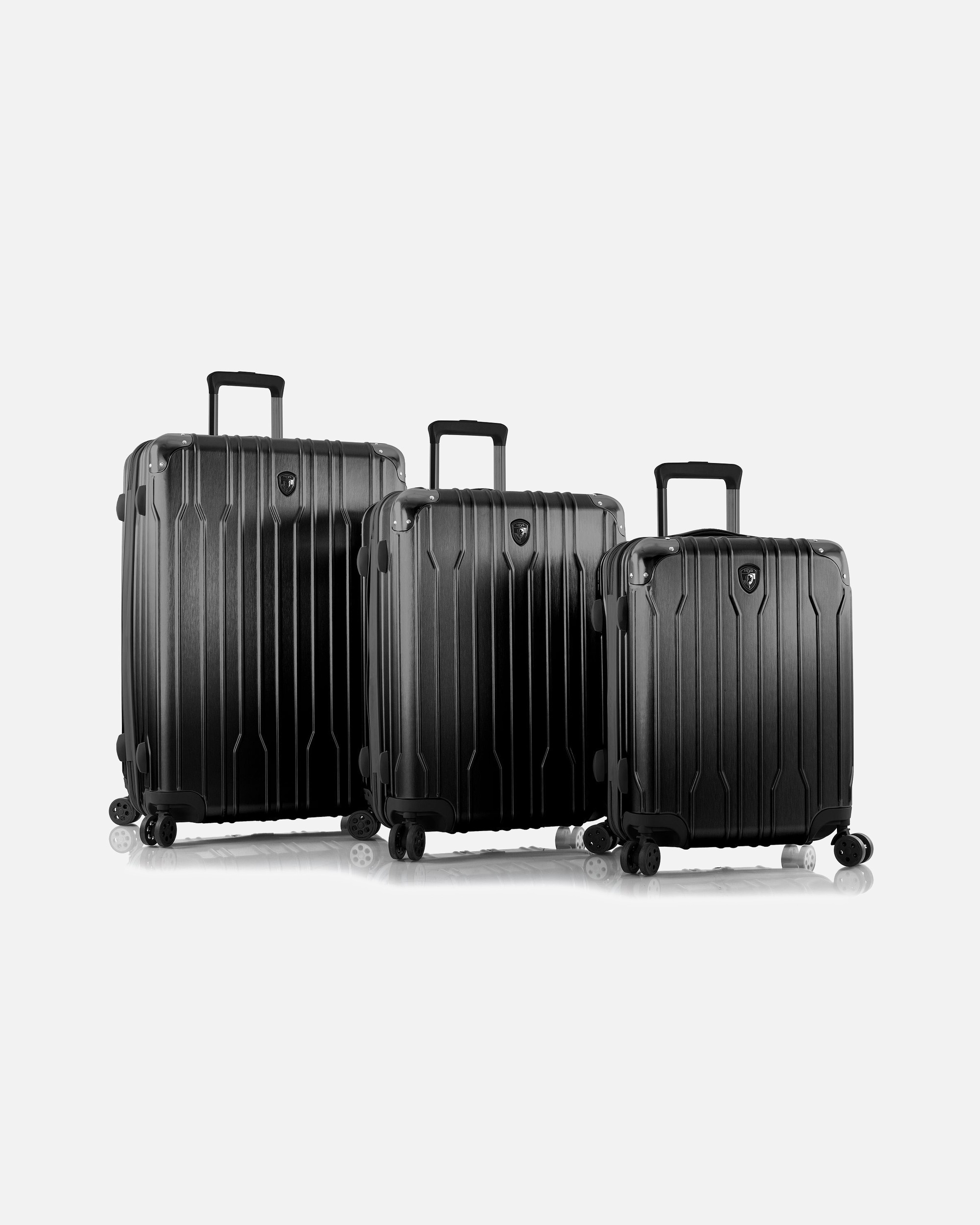 Koffer für Männlich Heys Xtrak 4 Rollen Kofferset 3-teilig mit Dehnfalte black