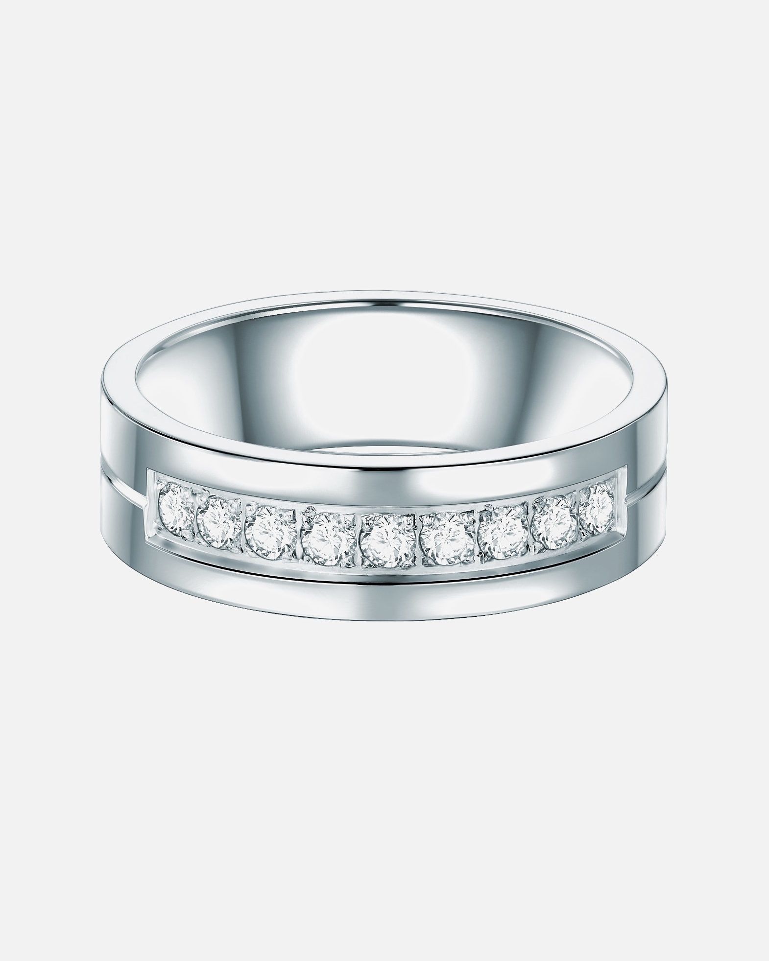 Bague for FemmeTrilaniBague en acier inoxydé Acier inoxydable Oxyde de zirconium (CZ) en Argent56