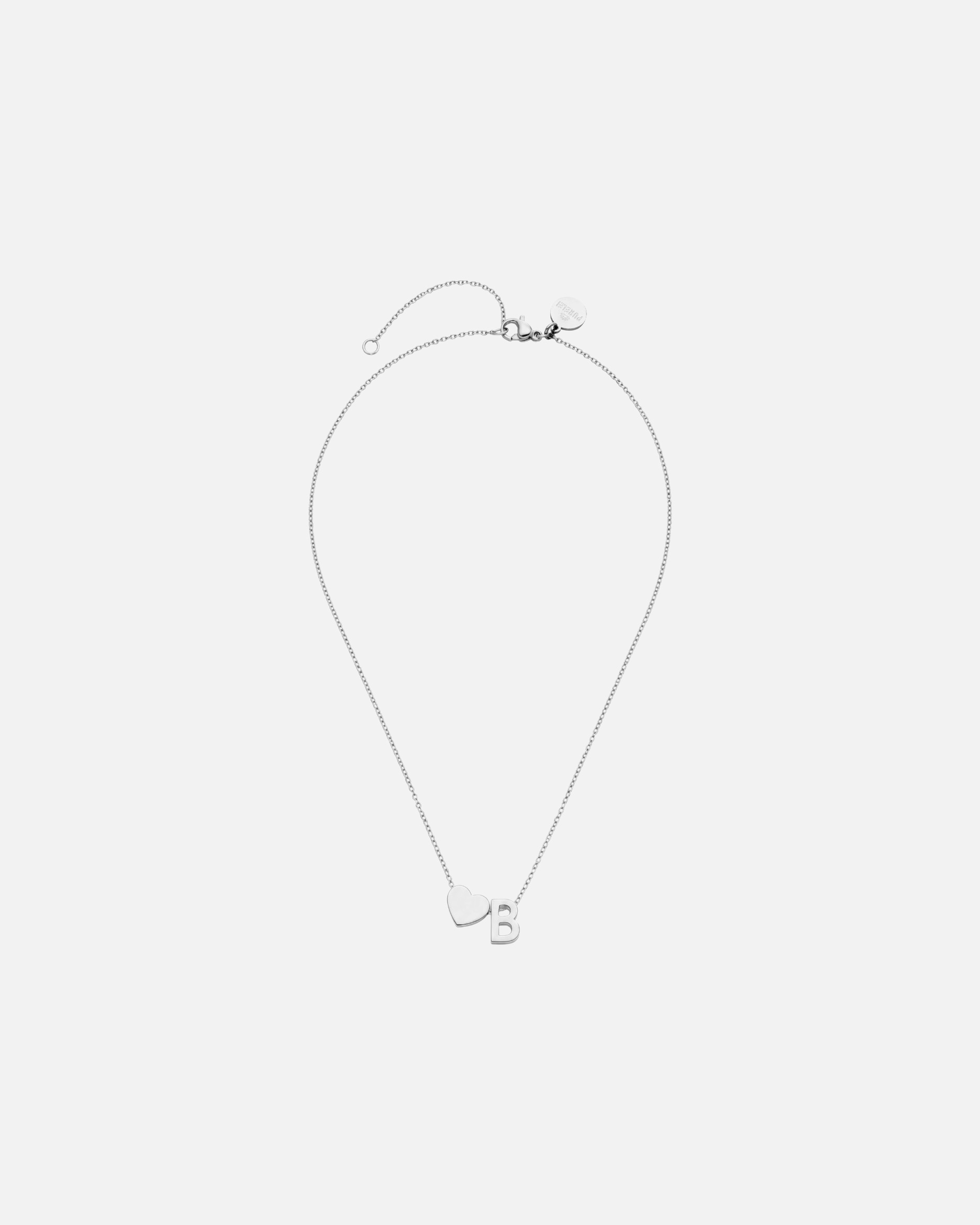 Collier for UnisexePureleiLetter Heart B Chaîne 100% acier inoxydableArgent