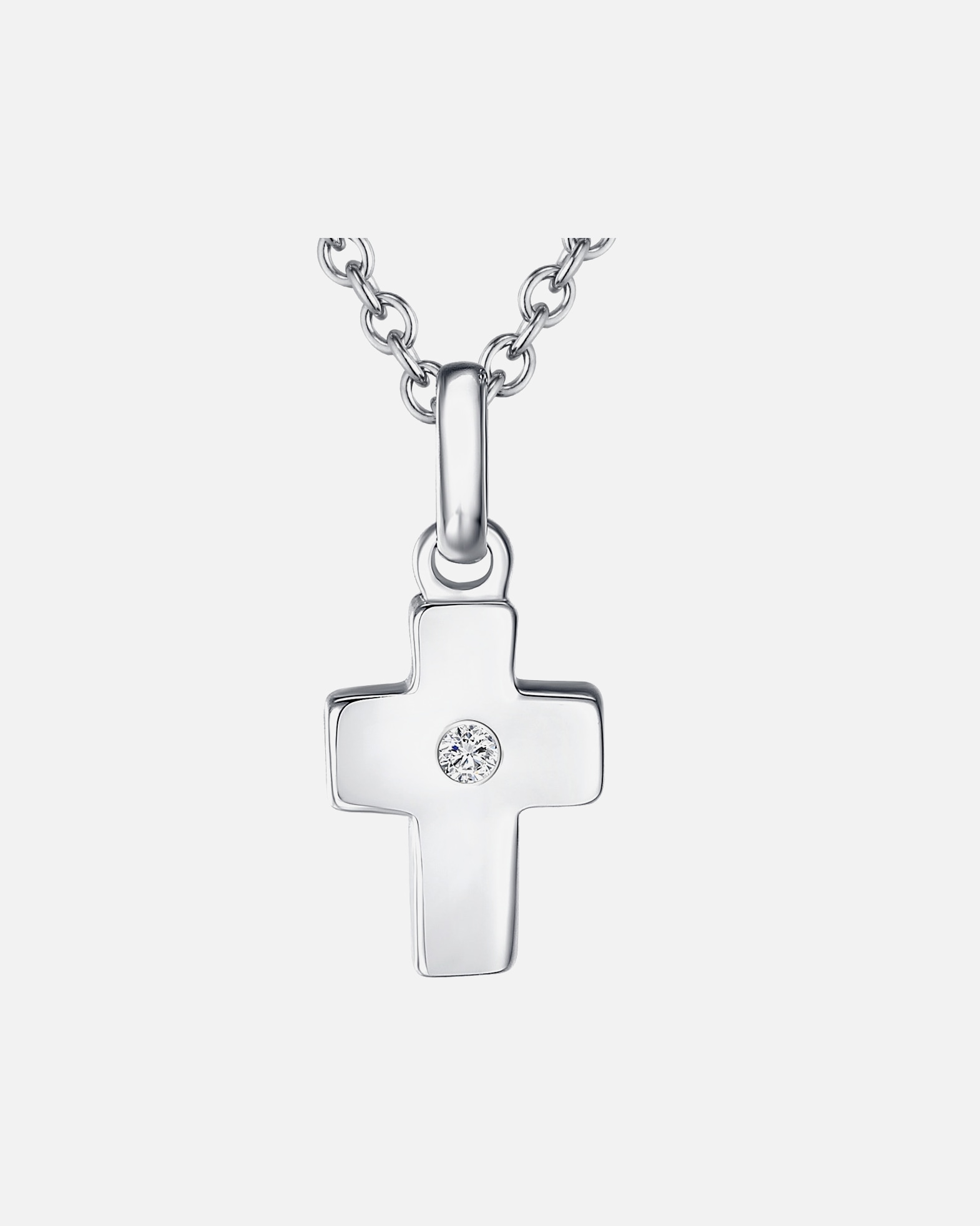 Collier for FemmeLulu & JaneChaîne Croix Argent sterling Diamant en Argent45 cm + 5 cm