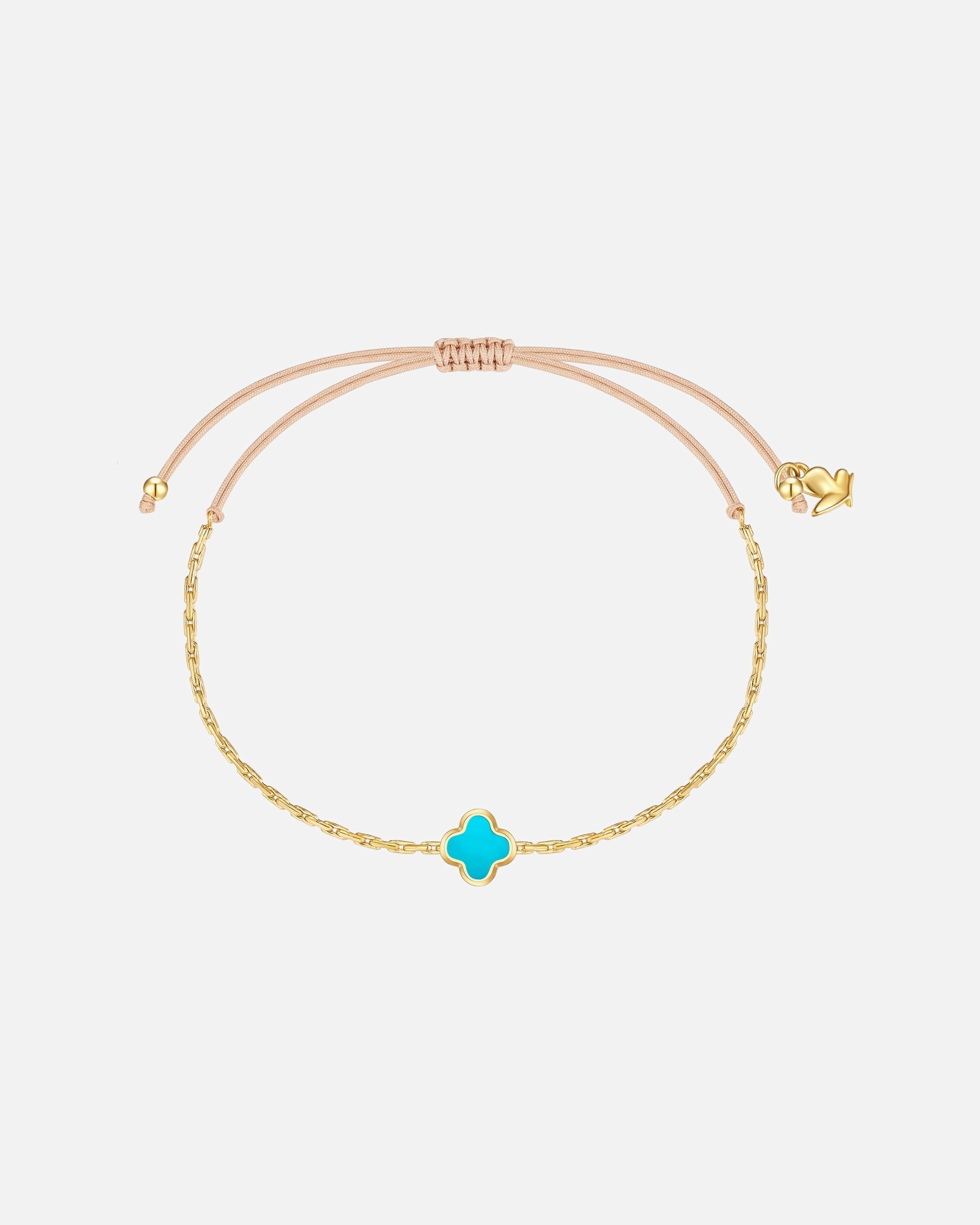 Bracelet for FemmeBracelet trèfle en acier inoxydable en or jaune avec turquoise (synth.)15,0 - 22,0 cm, flexibel einstellbar