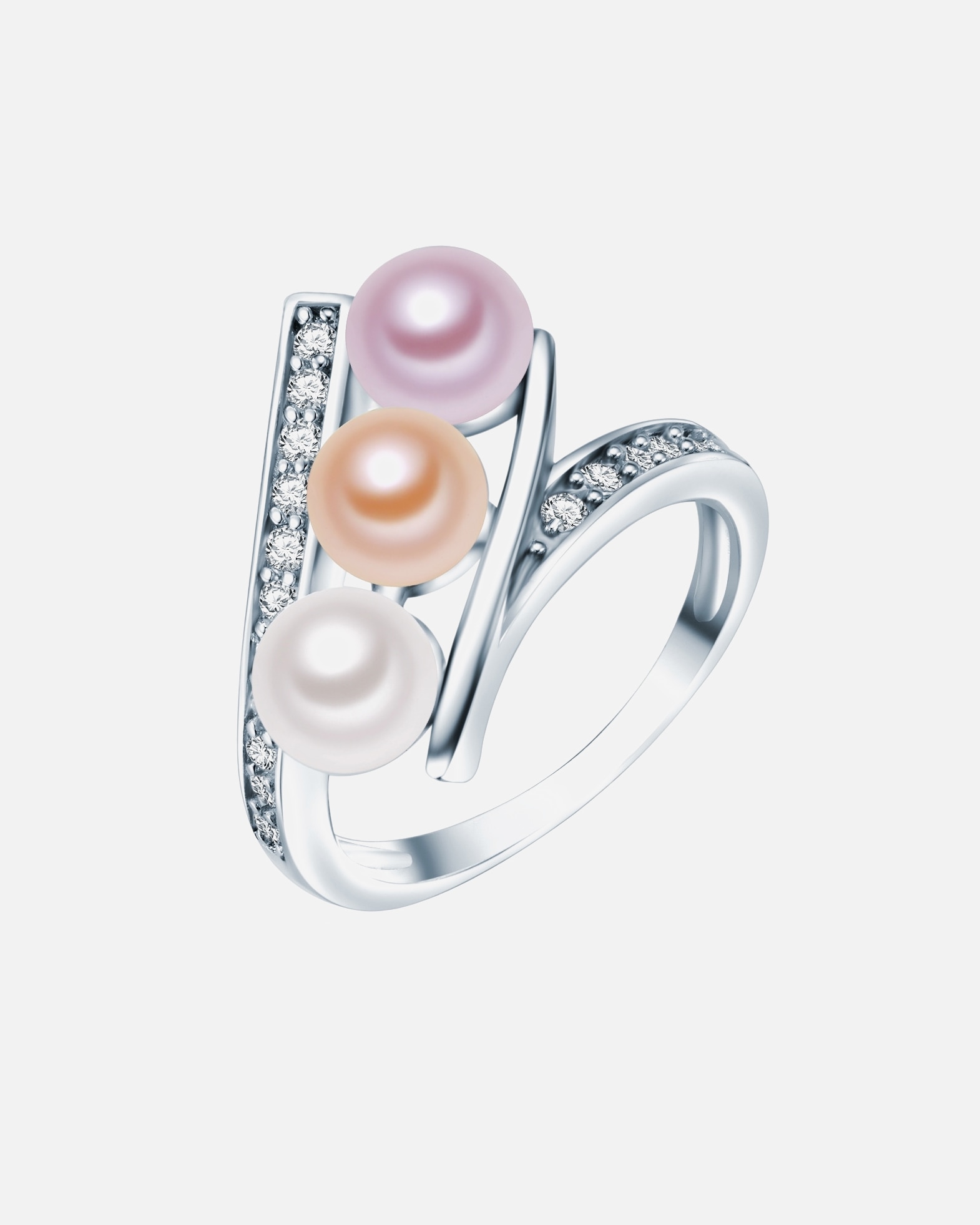 Bague for FemmeValero PearlsBague avec perle Argent sterling Oxyde de zirconium (CZ) Perle de culture d'eau douce en Argent54