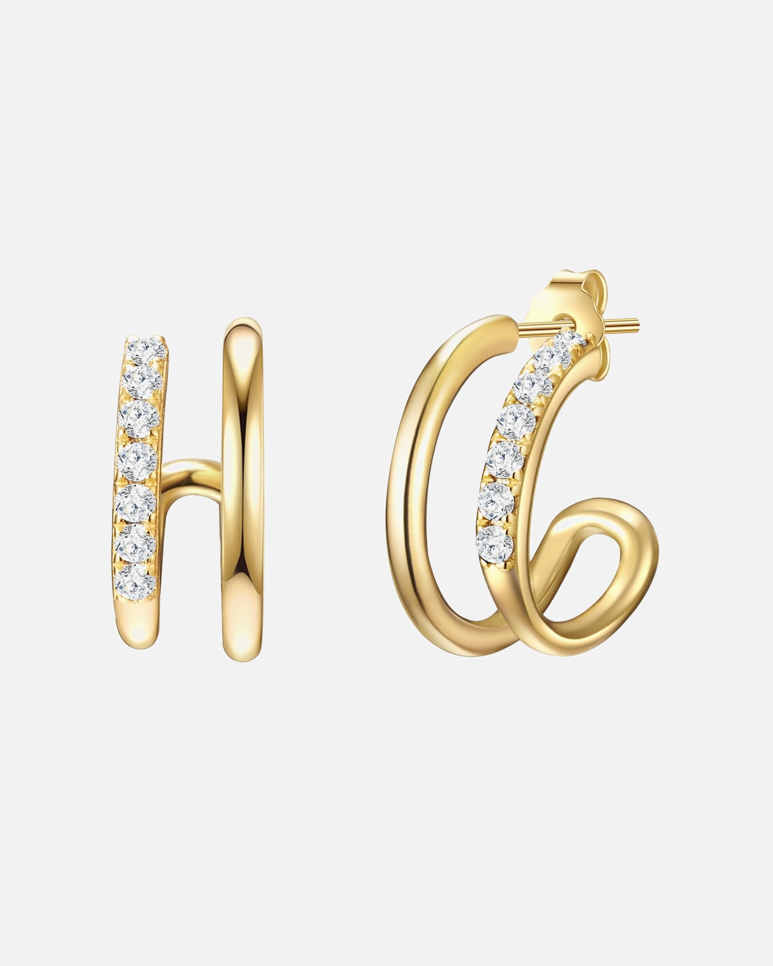 Créoles for FemmeGlanzstücke MünchenCréoles en argent Argent sterling Oxyde de zirconium (CZ) en Or jaune13,9 mm