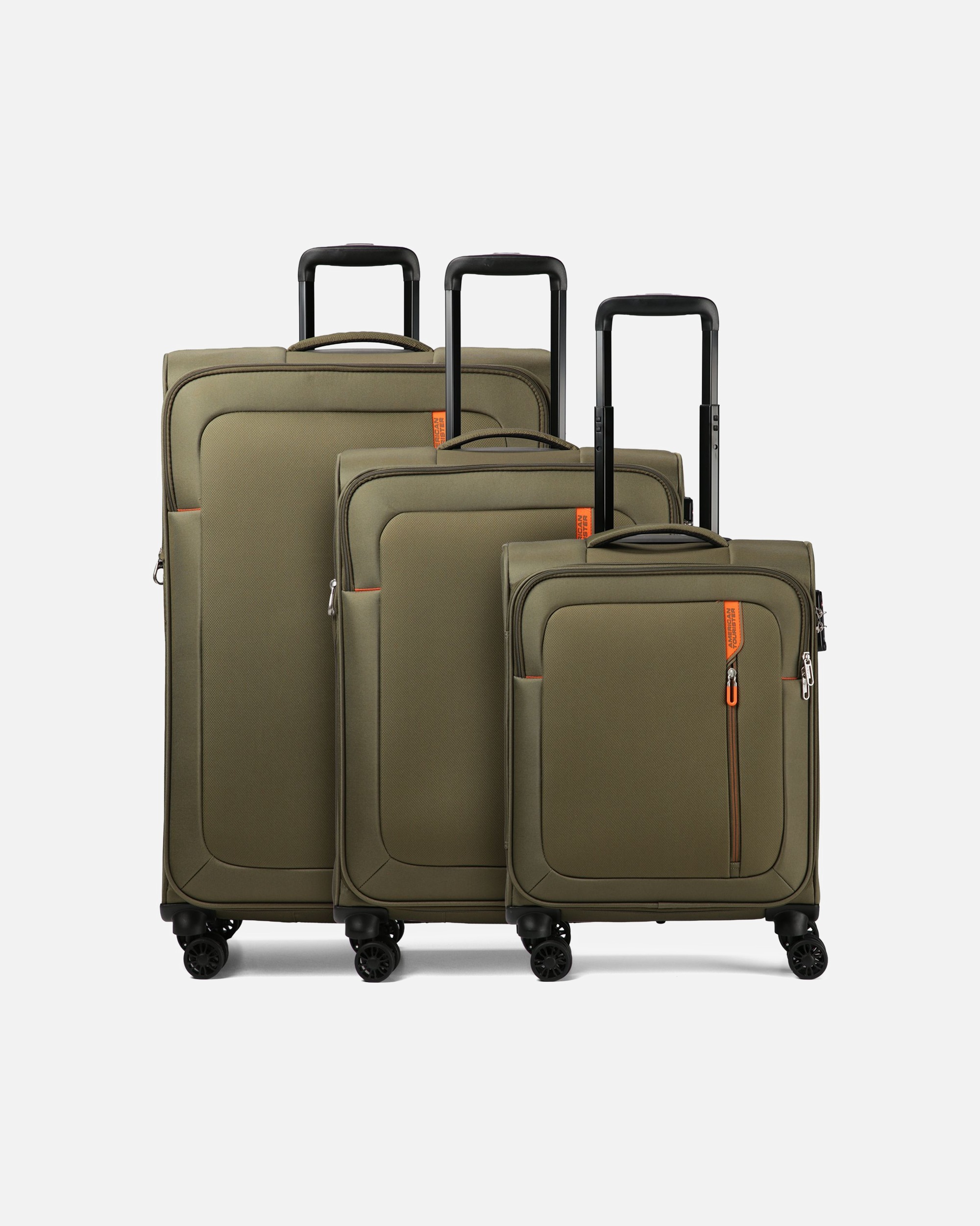 Valise for HommeAmerican TouristerNitestream 4 roues Set de valises 3 pièces avec soufflet d'extensionolive-orange