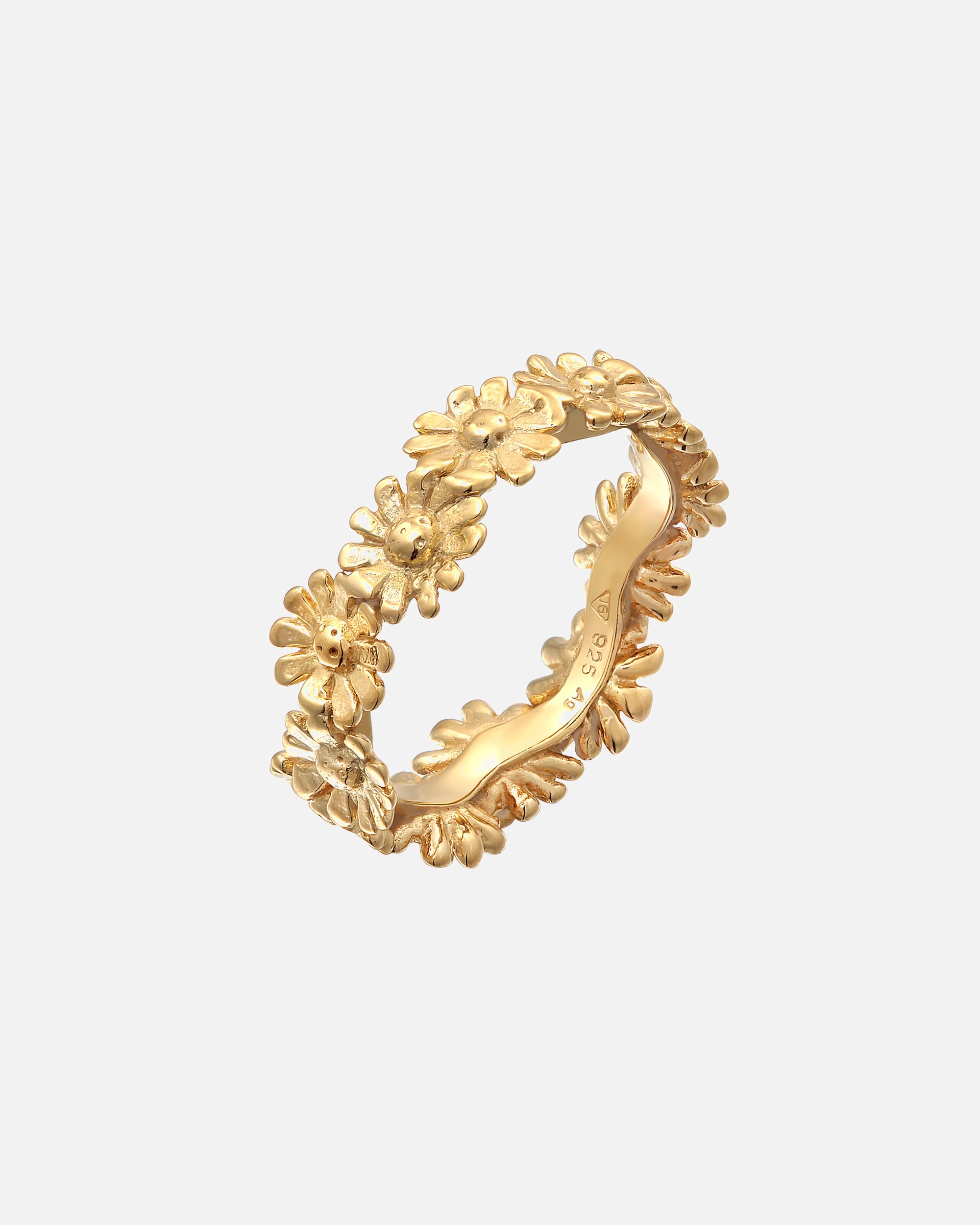 Ring für Weiblich Bandring Blüte Blume Flower Hippie 925 Silber 52