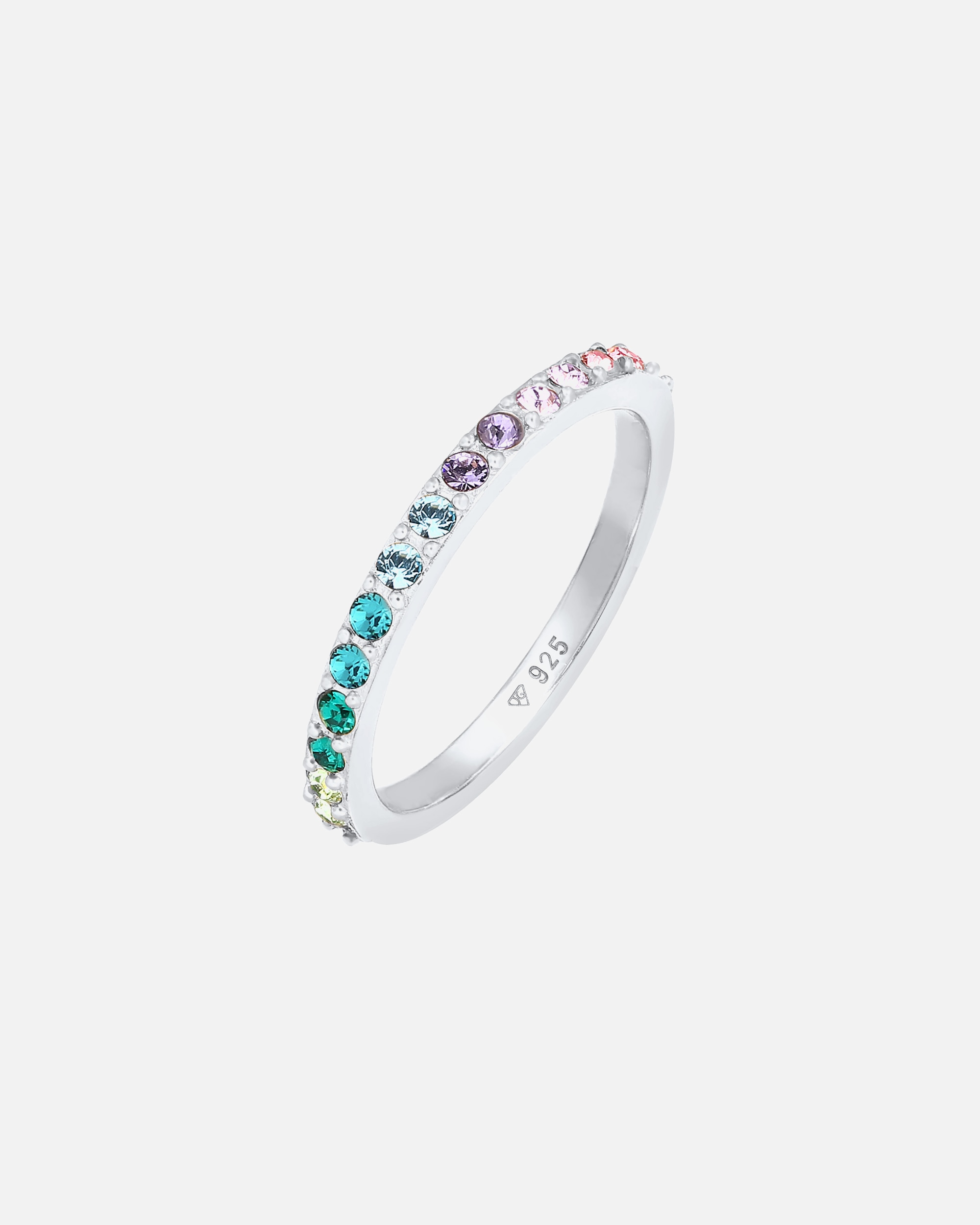Bague for FemmeElliFemmes Bande Arc-en-ciel Multicolore Élégant Tendance avec Cristaux en Argent Sterling 92558