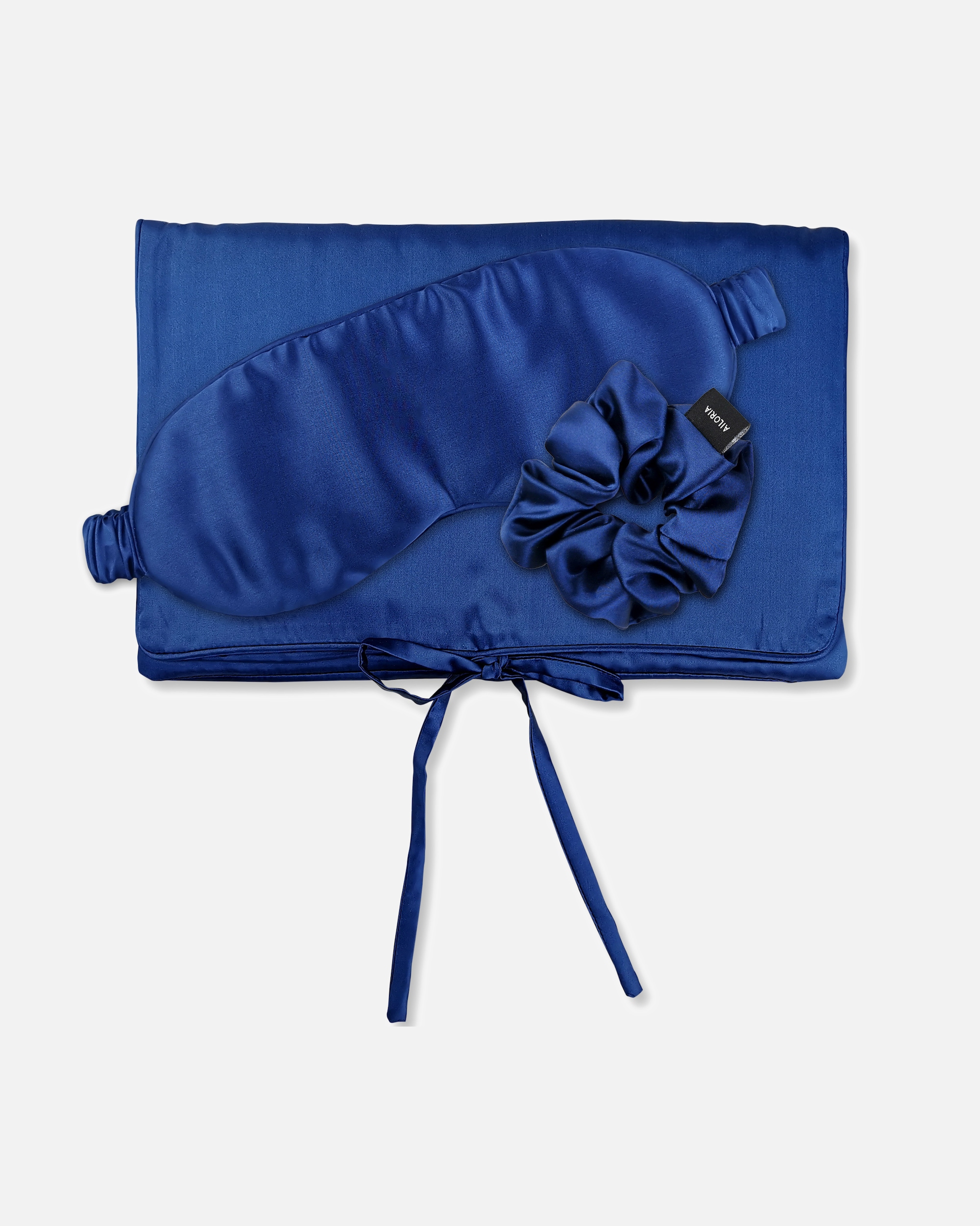 Haarreif für Weiblich Ailoria TRAVEL SET BEAUTY M Tasche, Schlafmaske & Scrunchie M aus Seide blau