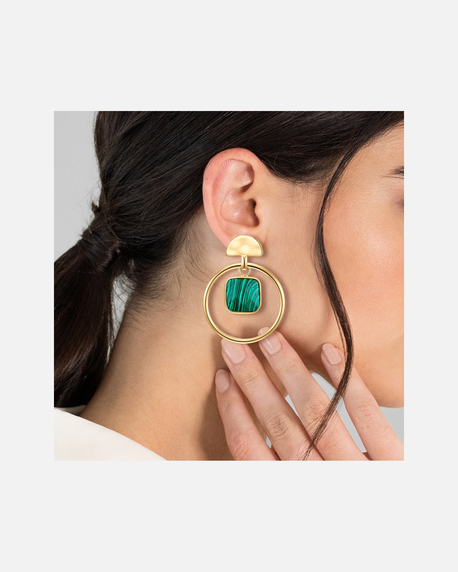 Boucle d'oreilles for FemmeYokoamiiBoucles d'oreille tendance Métal Pierre naturelle en Or jaune44,4 mm