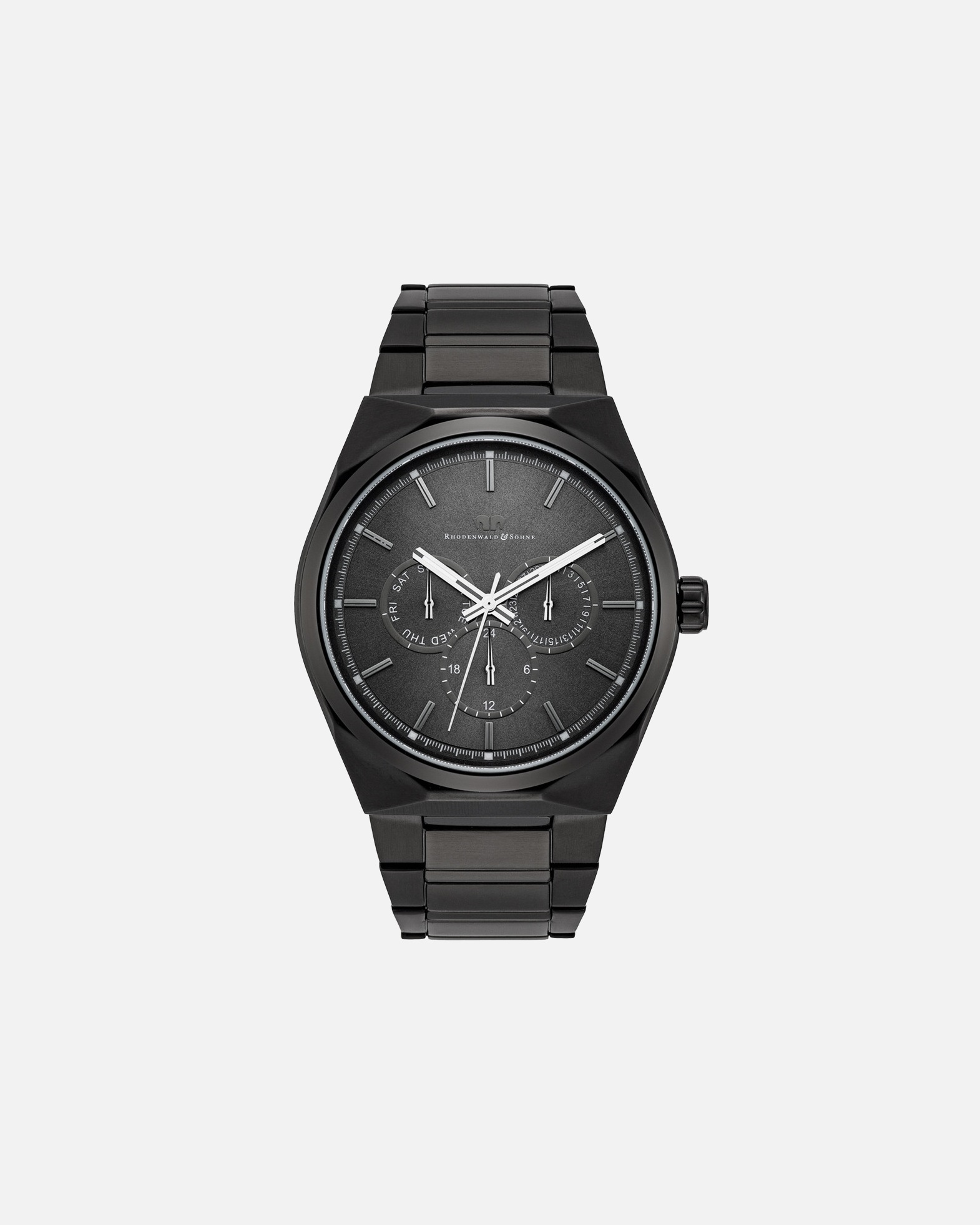 Uhr für Männlich Armband-Uhr Cooledge aus Edelstahl in schwarz 42,0 mm