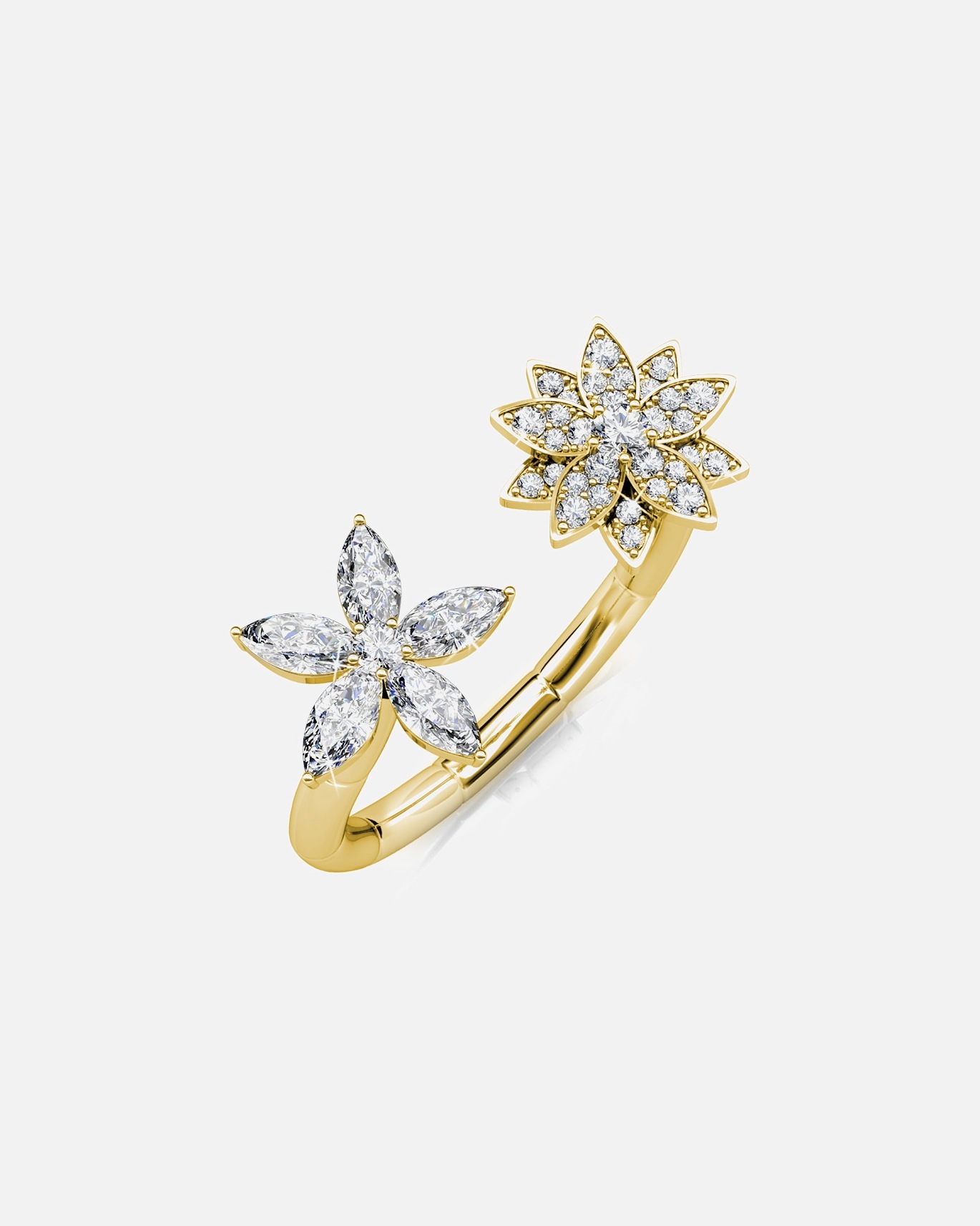 Ring für Weiblich MYC-Paris Brüderlicher Blütenring Fraternal Bloom Ring - Gold und Kristall
