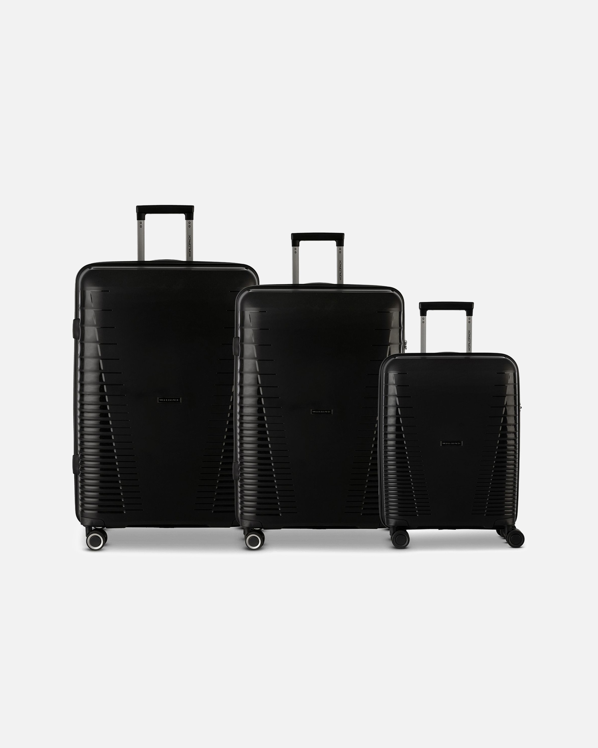Koffer für Männlich Worldpack Havanna 4 Rollen Kofferset 3-teilig schwarz