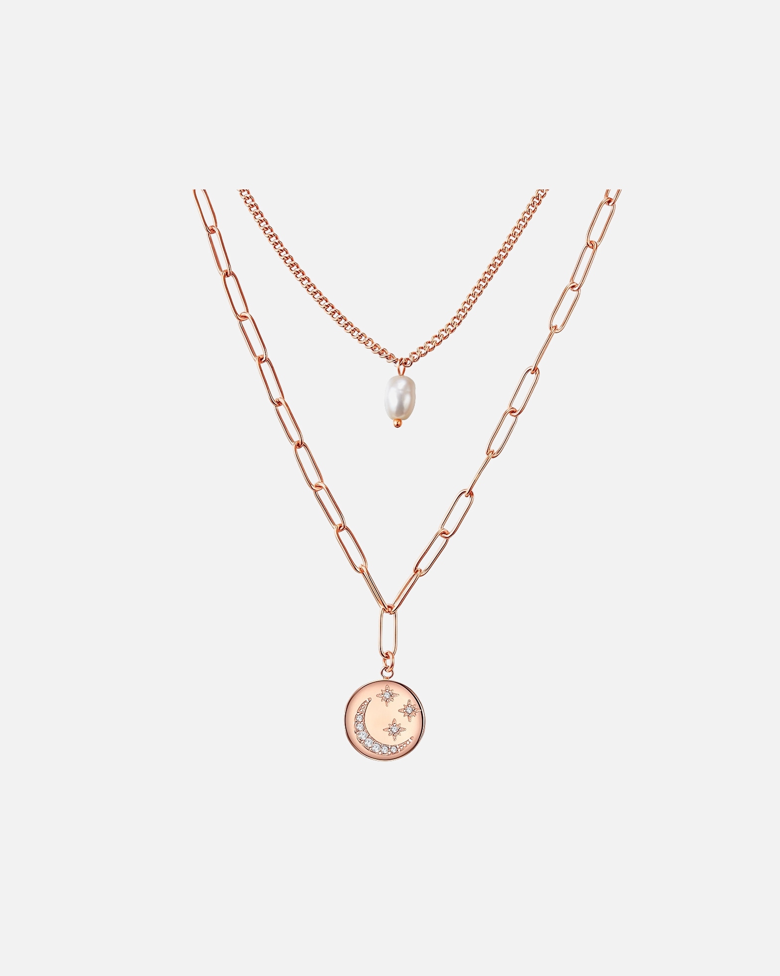 Collier for FemmeValero PearlsCollier en acier inoxydé Acier inoxydable Preciosa Perle de culture d'eau douce en Or rose38,0/43,0 cm Basiskette + 5,0 cm Verläng