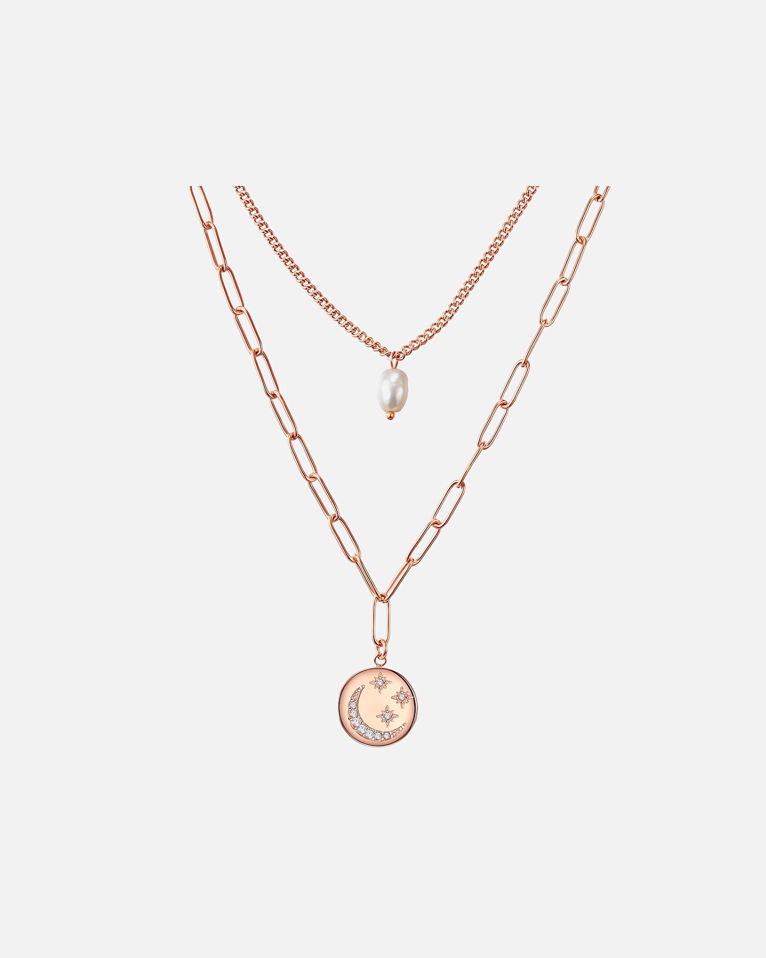 Collier for FemmeValero PearlsCollier en acier inoxydé Acier inoxydable Preciosa Perle de culture d'eau douce en Or rose38,0/43,0 cm Basiskette + 5,0 cm Verläng