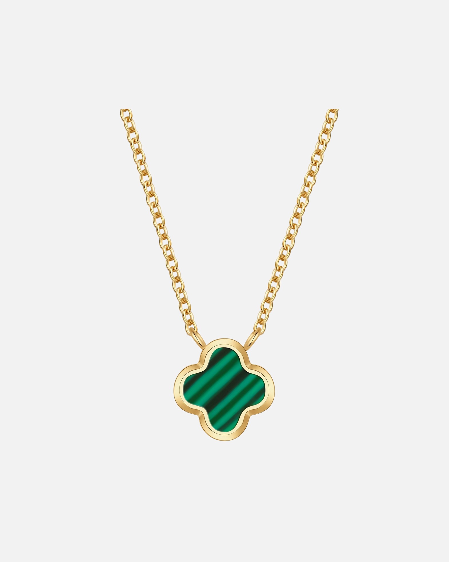 Collier for FemmeCollier trèfle en acier inoxydable en or jaune avec malachite (synth.)40,0 cm Basislänge + 5,0 cm Verlängerung