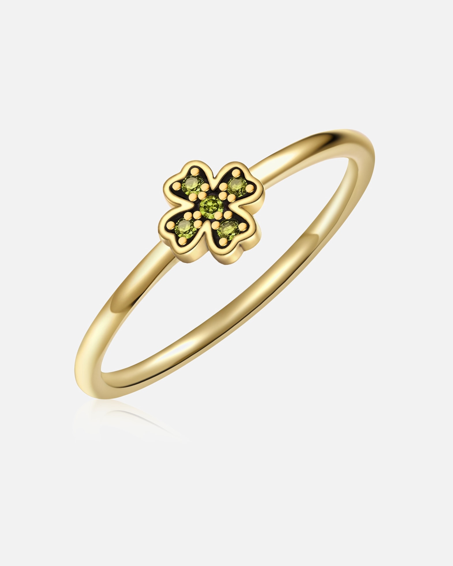 Bague for FemmeGlanzstücke MünchenBague Feuille de trèfle en Argent sterling en Or jaune60