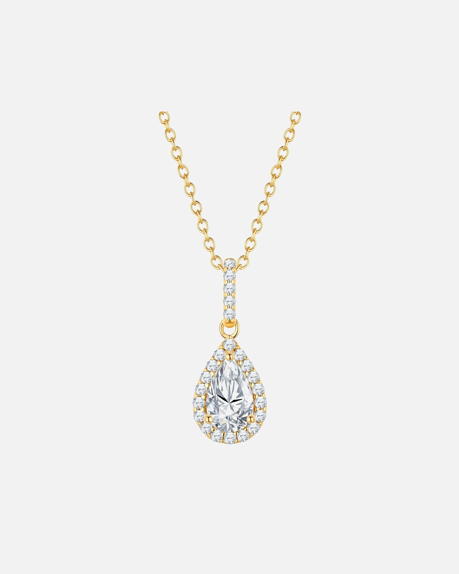 Collier for FemmeKette mit Anhänger Sterling Silber gelbgold Zirkonia weiß40,0 cm Basiskette + 5,0 cm Verlängerung