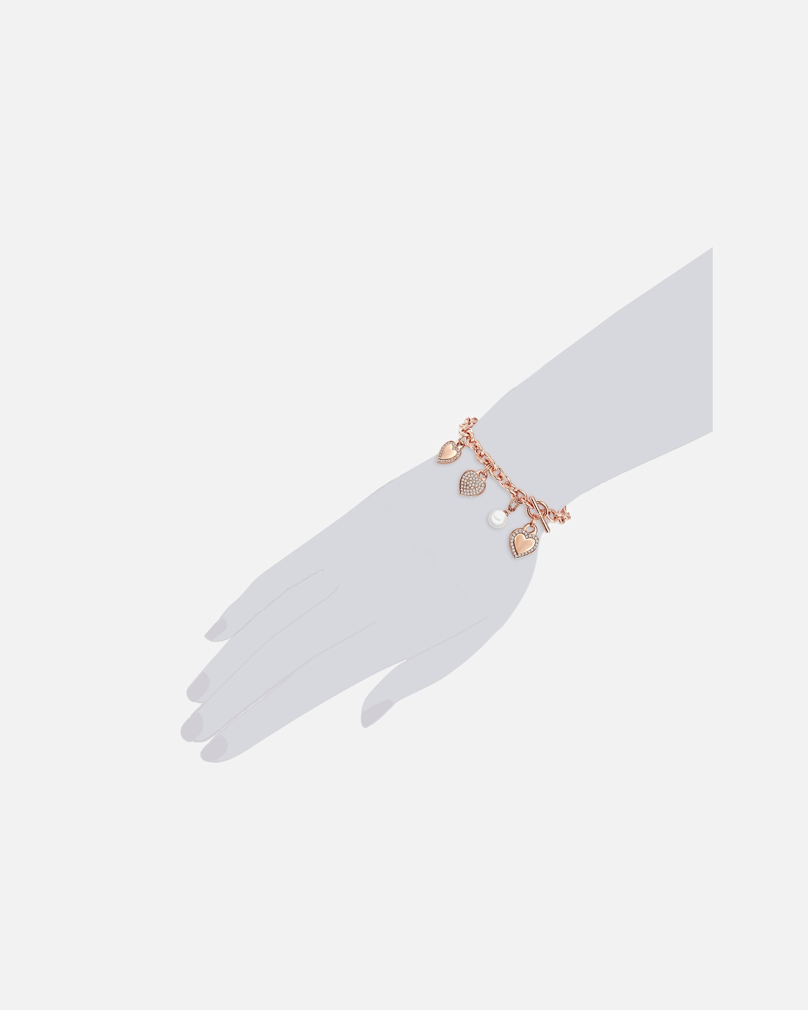 Bracelet for FemmeLulu & JaneBracelet en perles Coeur Laiton Oxyde de zirconium (CZ) Perles organiques en Or rose19,0 cm