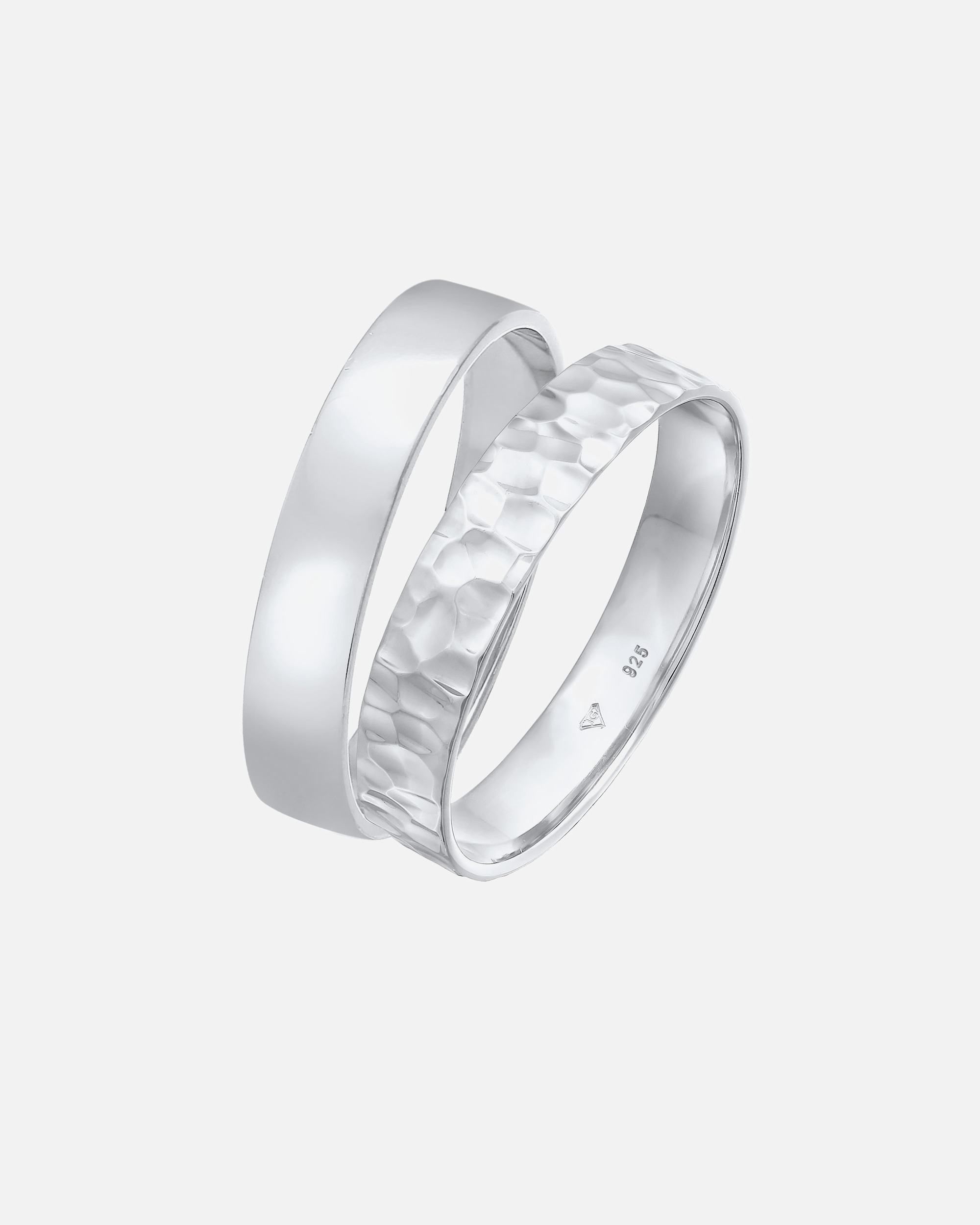 Ring für Männlich KUZZOI Set Unisex Basic Gehämmert 925 Silber 56