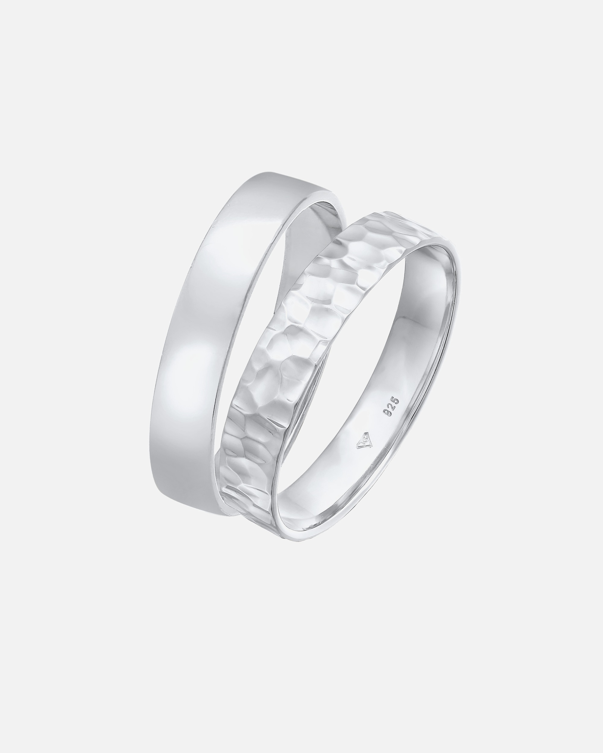 Ring für Männlich KUZZOI Set Unisex Basic Gehämmert 925 Silber 60