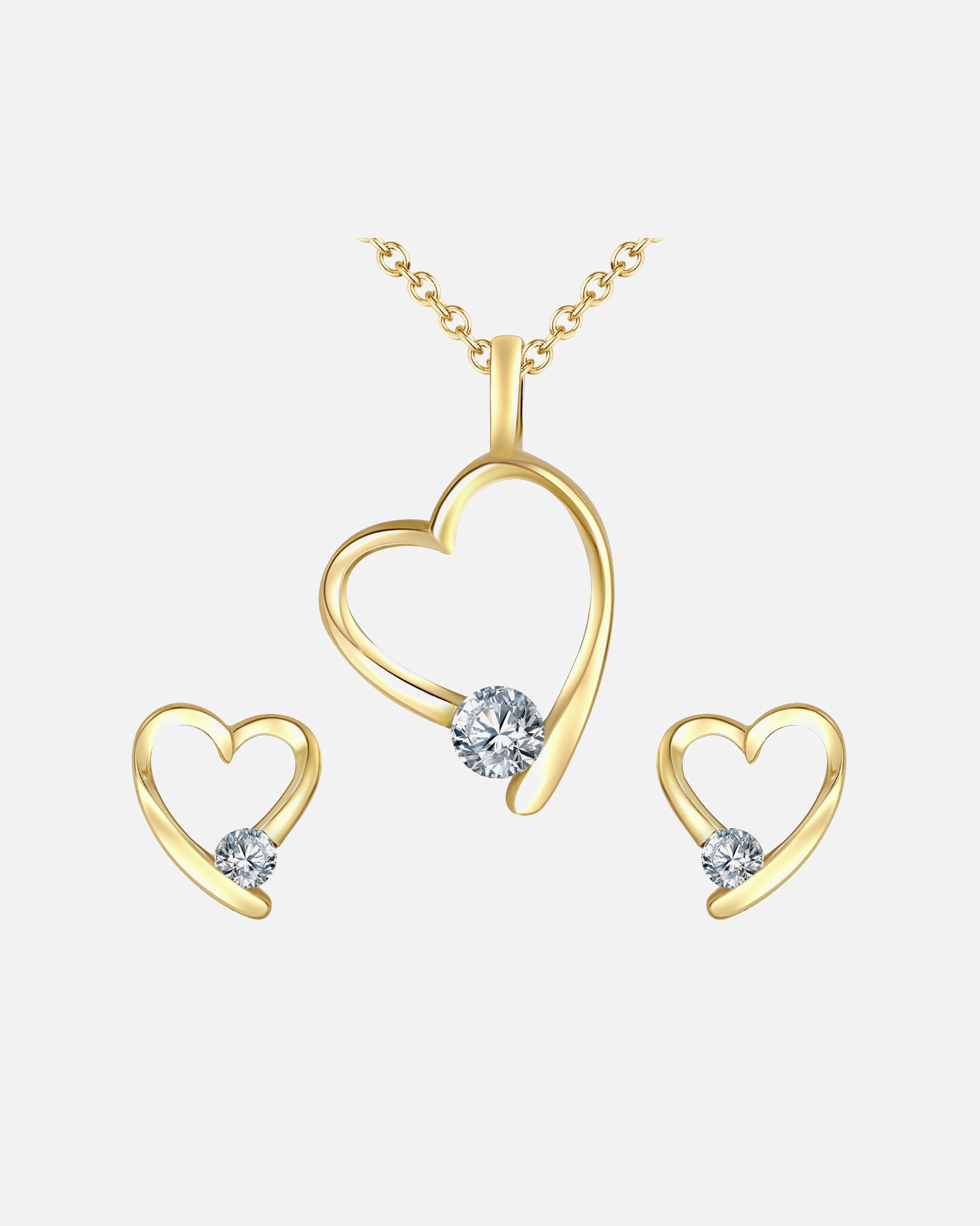 Bijoux for FemmeEnsemble de cristaux Swarovski® Coeur Laiton Orné de cristaux Swarovski® en Or jaune26,6 mm