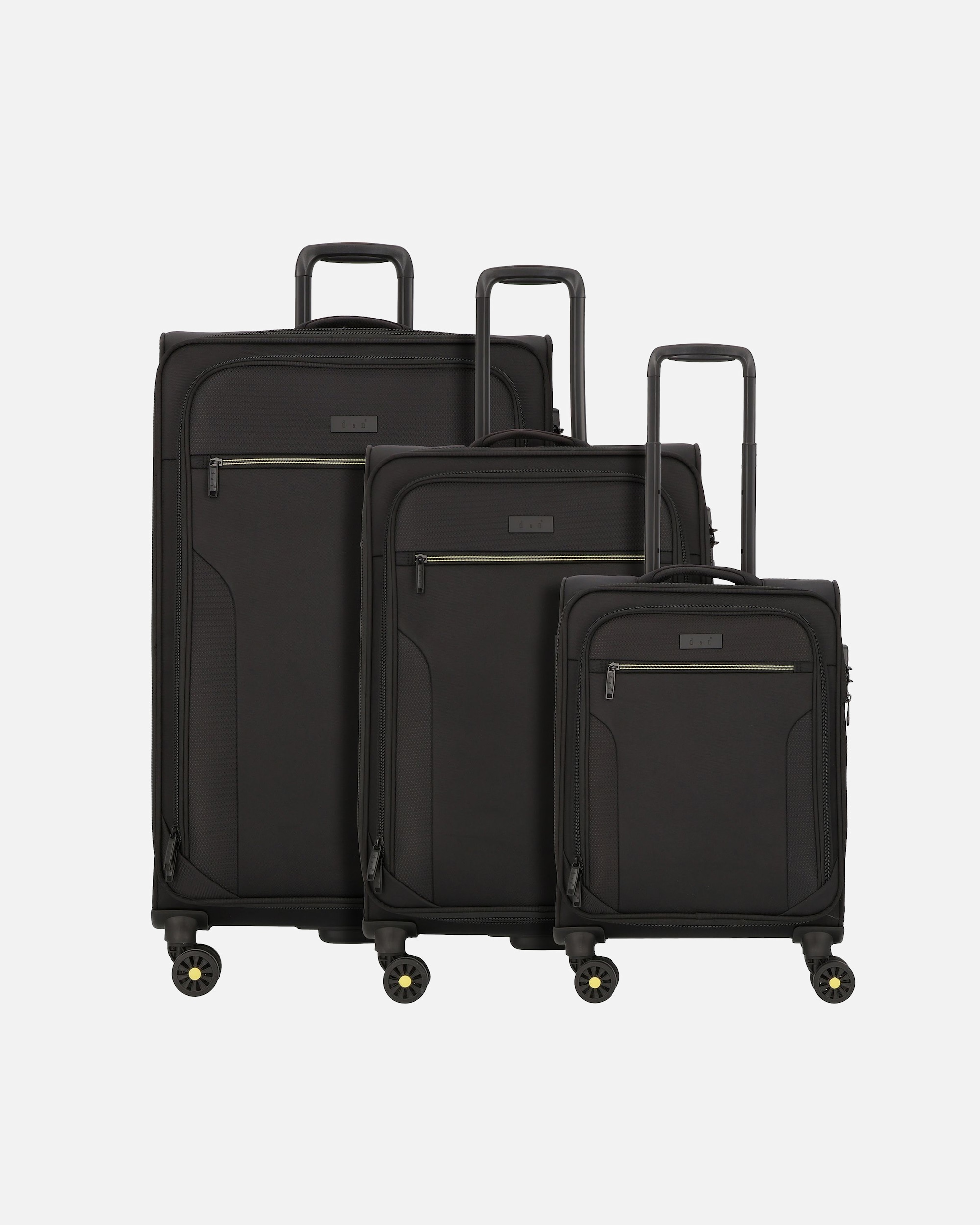 Koffer für Männlich d & n Travel Line 9704 4 Rollen Kofferset 3-teilig mit Dehnfalte black