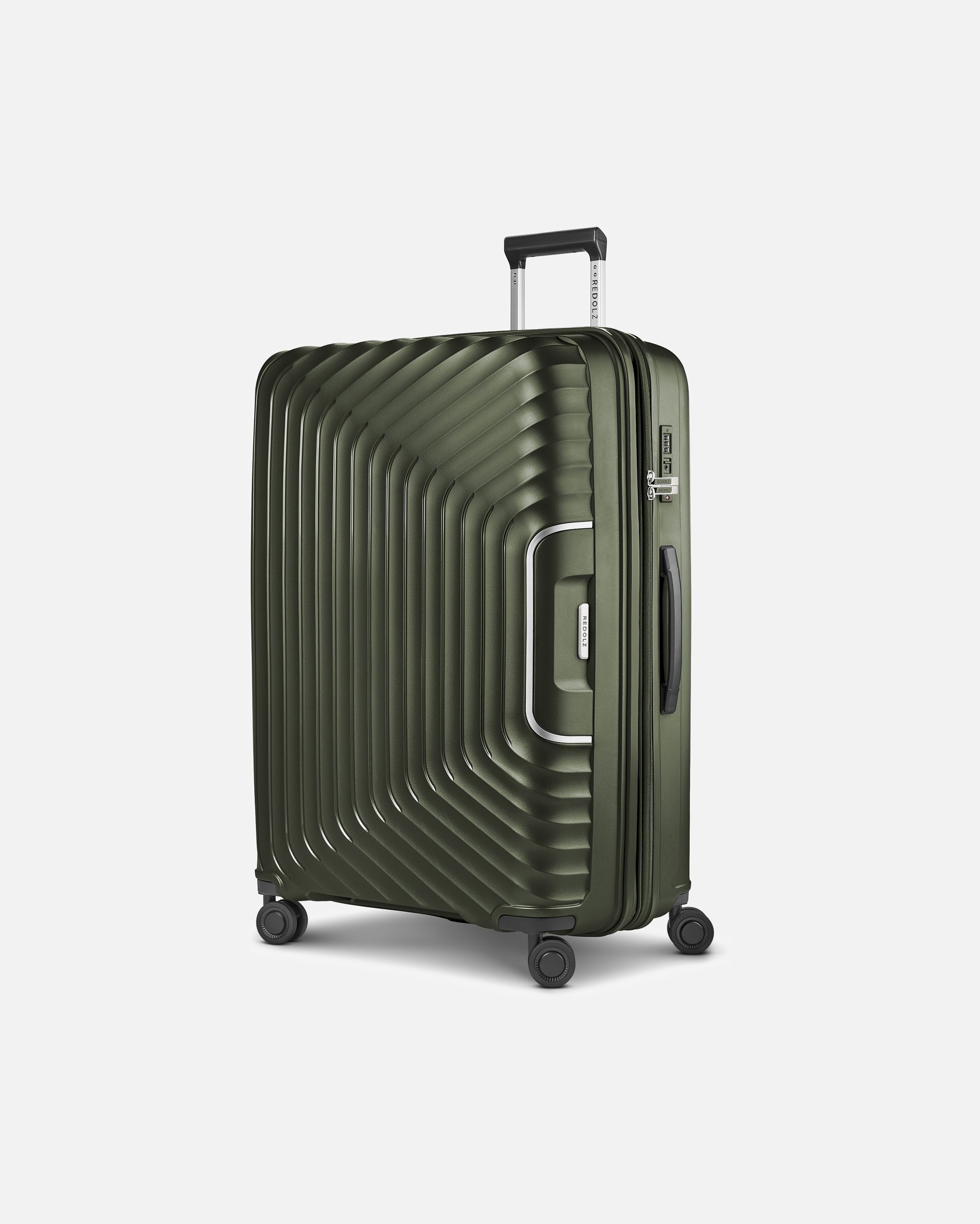 Trolley für Männlich Redolz Essentials 01 4 Rollen Trolley L 77 cm mit Dehnfalte olive metallic