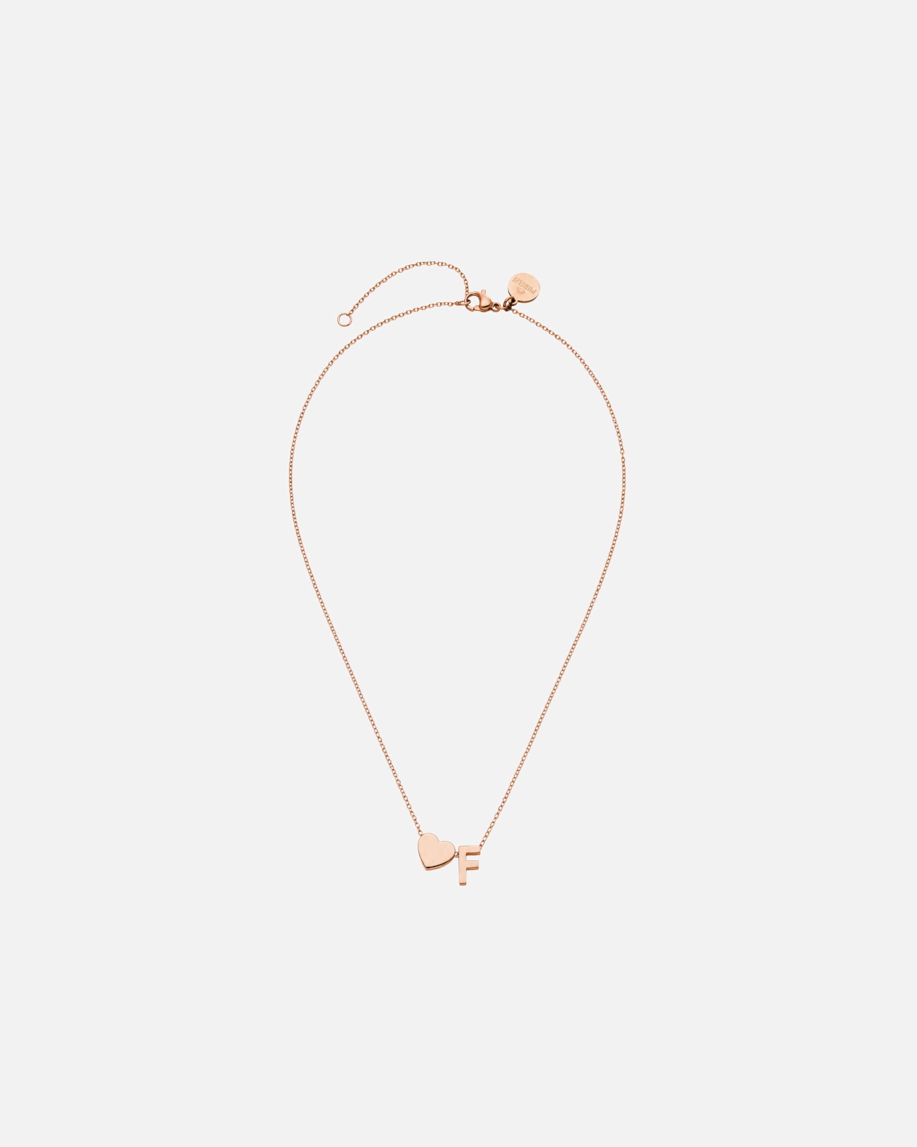 Collier for UnisexePureleiLetter Heart F Chaîne 100% acier inoxydableOr Rose
