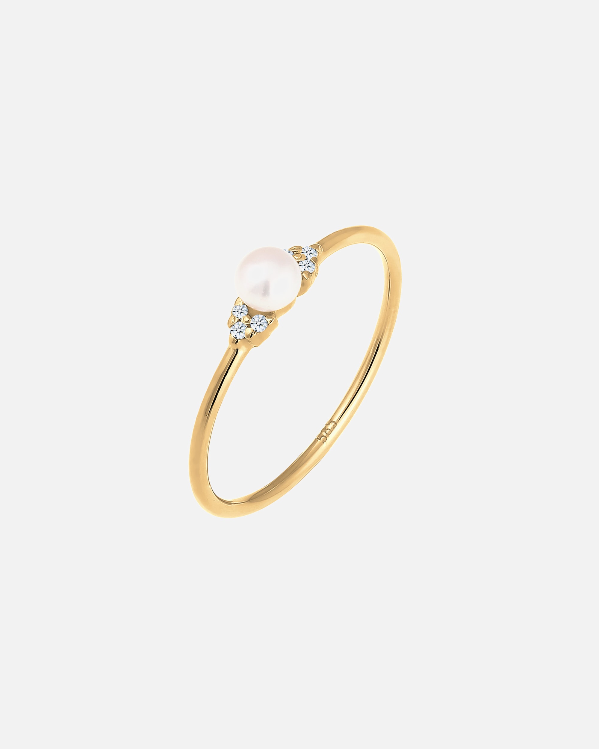 Ring für Weiblich Elli DIAMONDS Verlobung Perle Diamant (0.03 ct.) 585 Gelbgold 56