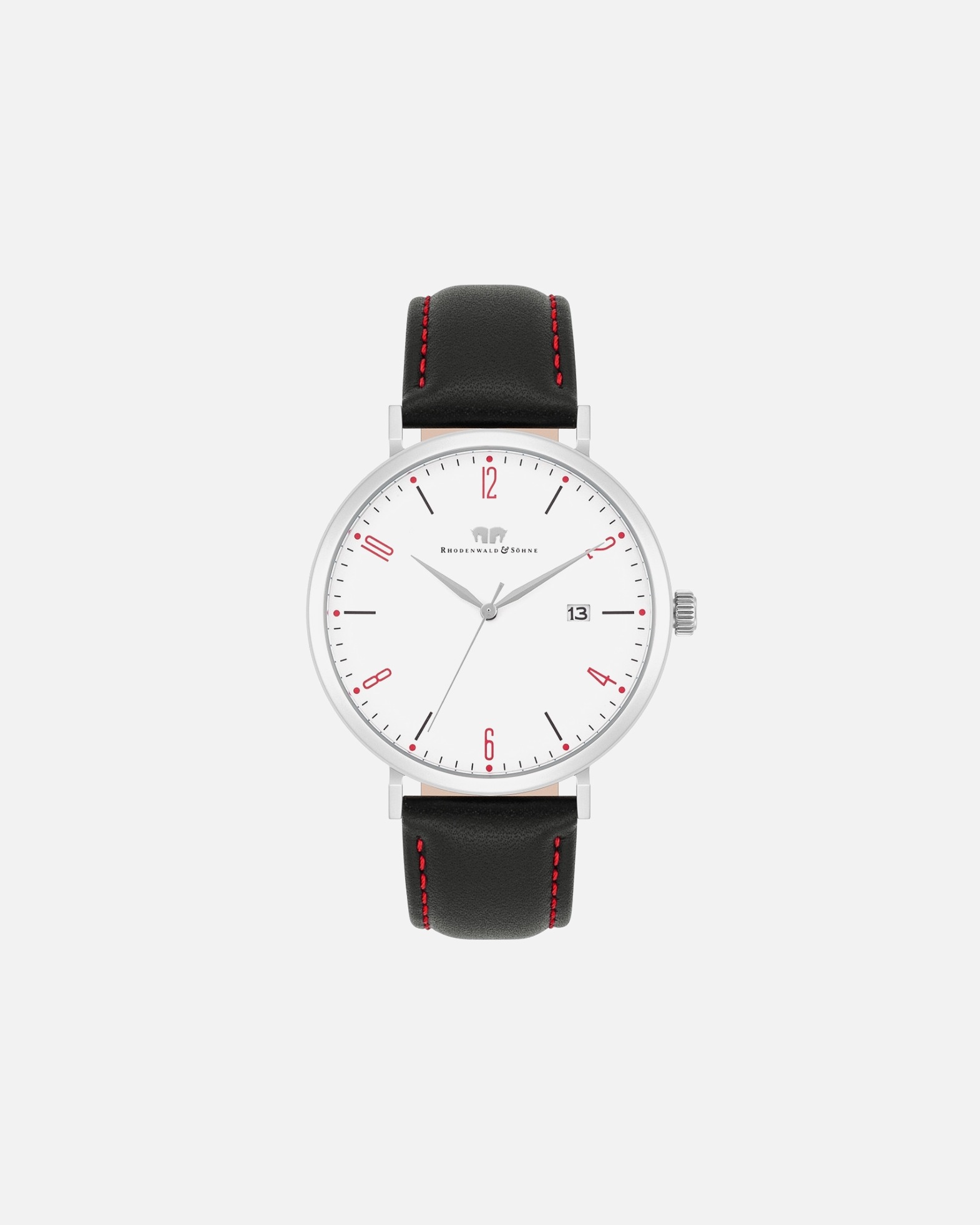 Uhr für Männlich Quarzuhr Arakon II Silber Echtleder in Schwarz 42,0 mm