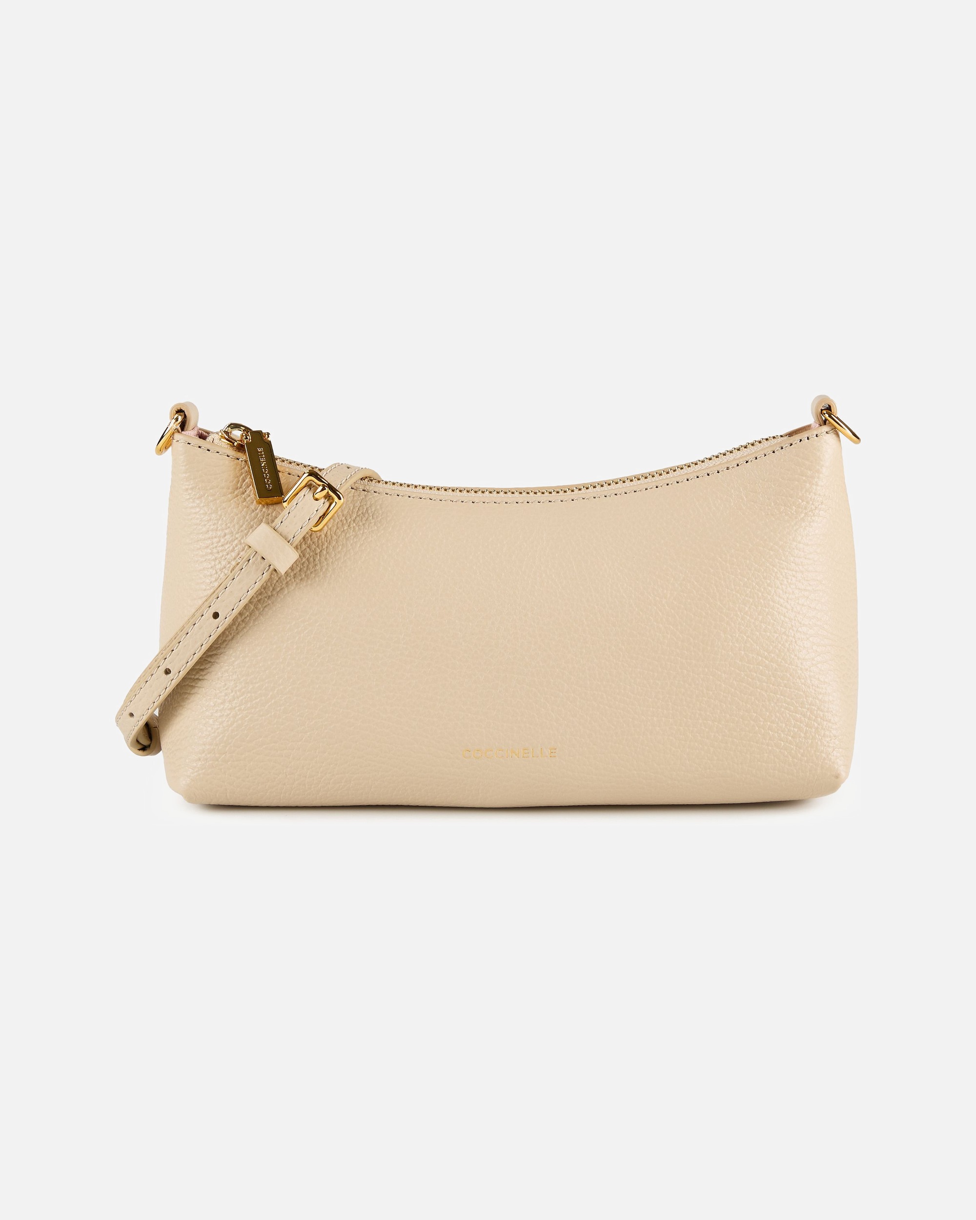 Tasche für Weiblich Coccinelle Aura Umhängetasche Leder 21.5 cm sandshell