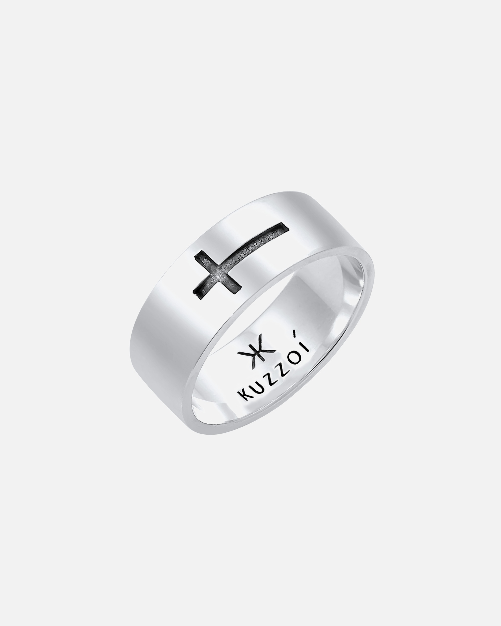 Bague for HommeKUZZOITendance à l'oxydation croisée des hommes en argent sterling 92560