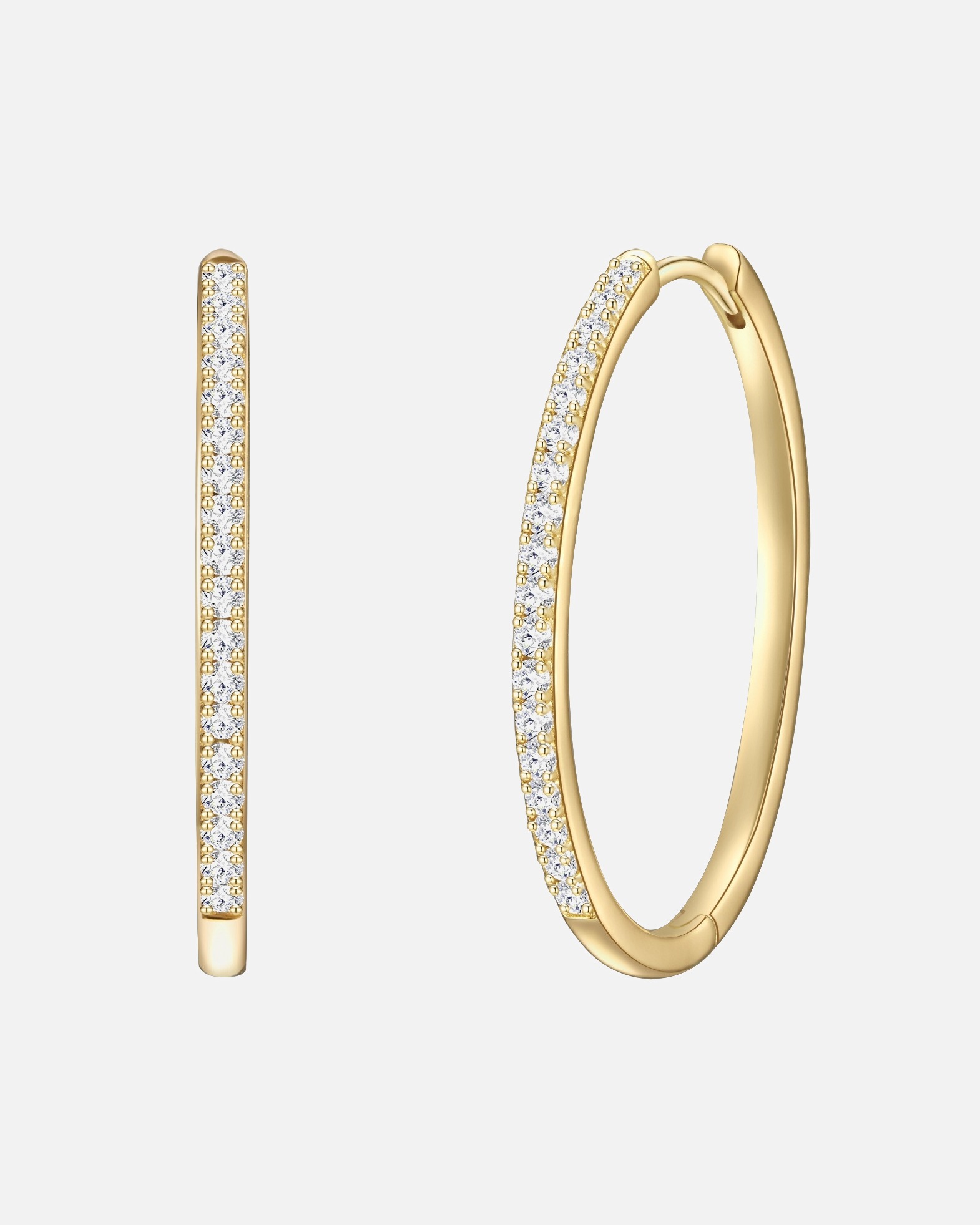 Créoles for FemmeCréoles en argent Argent sterling Oxyde de zirconium (CZ) en Or jaune33,5 mm