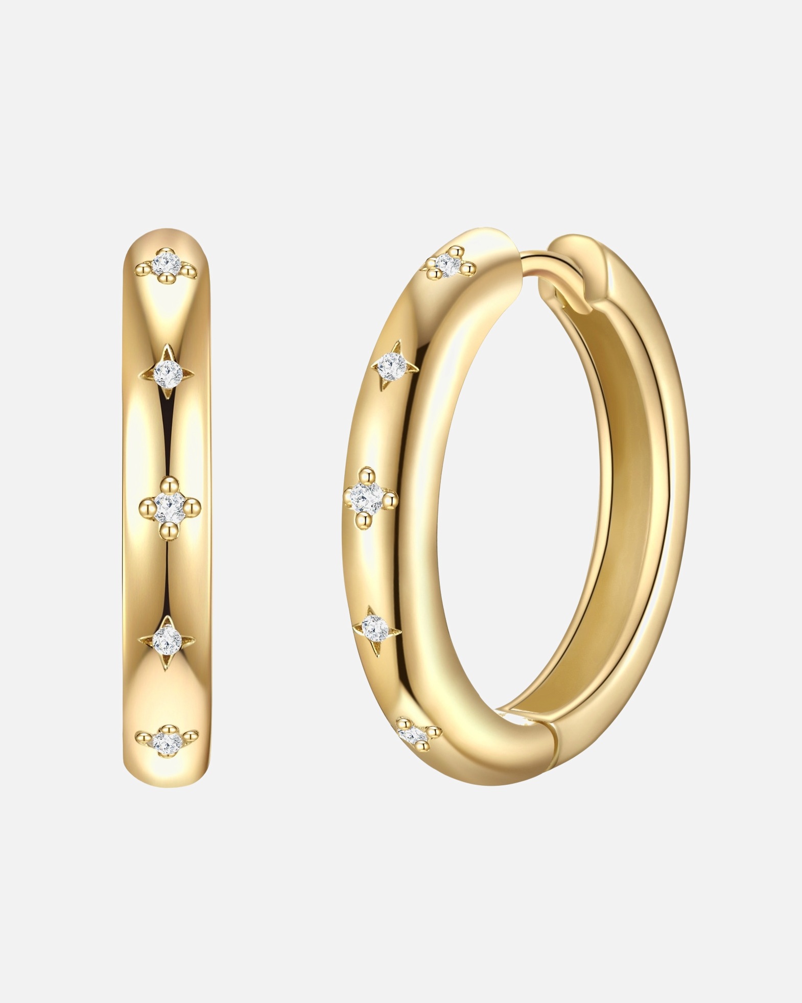 Créoles for FemmeCréoles en argent Argent sterling Oxyde de zirconium (CZ) en Or jaune19,7 mm